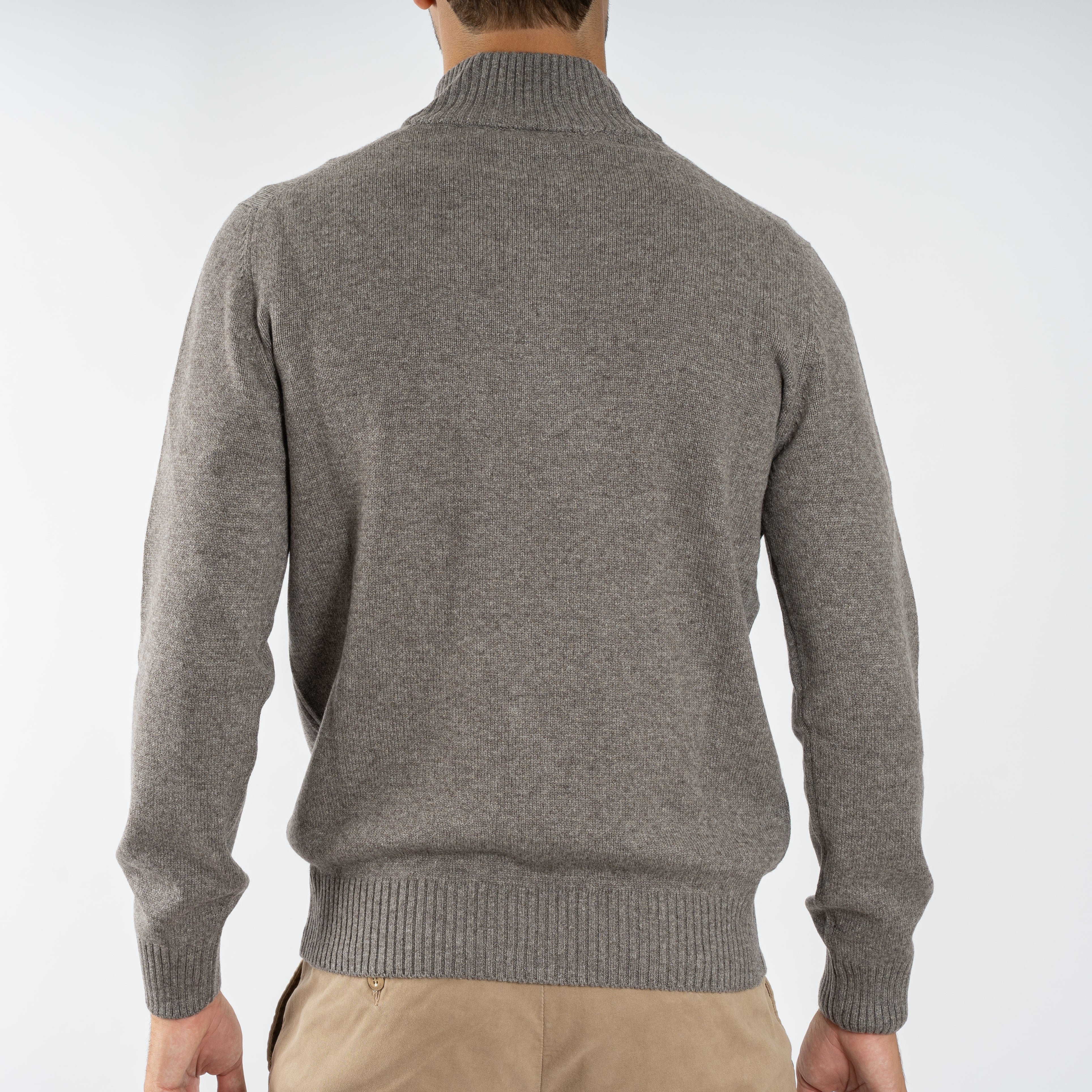 Gran Sasso Gebreide Trui met Rits Taupe | Cashmere Blend