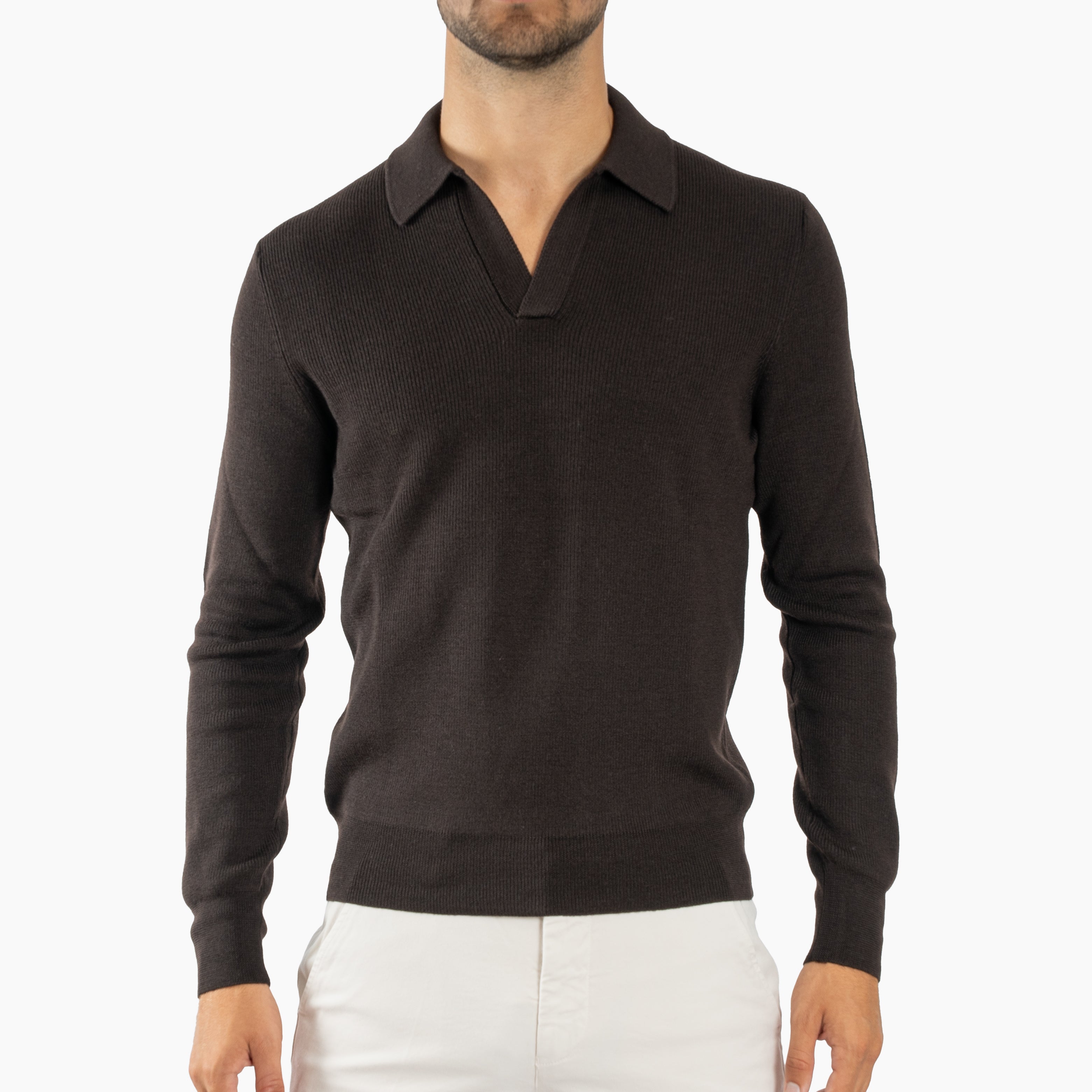 Gran Sasso Gebreide Trui Polokraag Bruin | Extrafine Merino