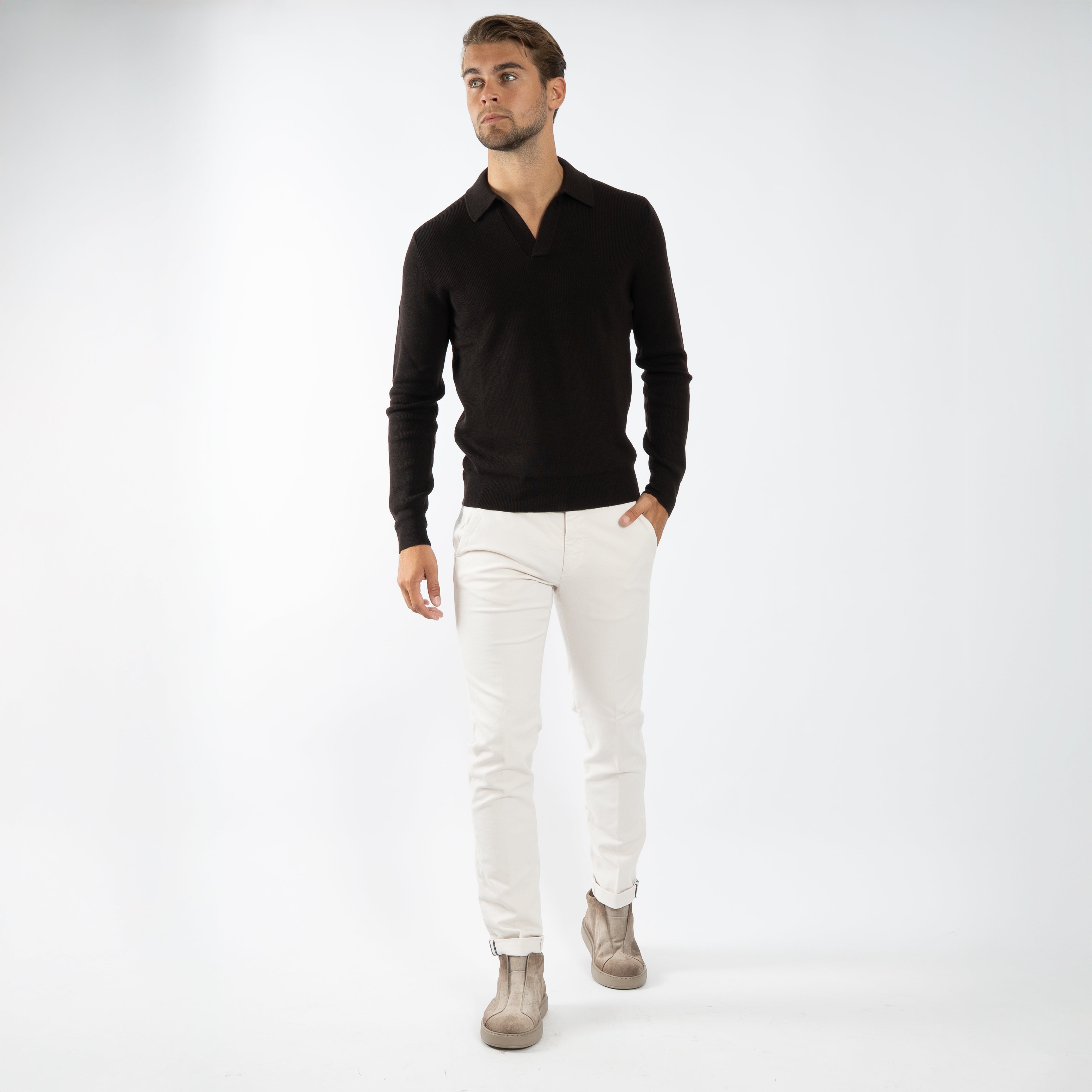 Gran Sasso Gebreide Trui Polokraag Bruin | Extrafine Merino