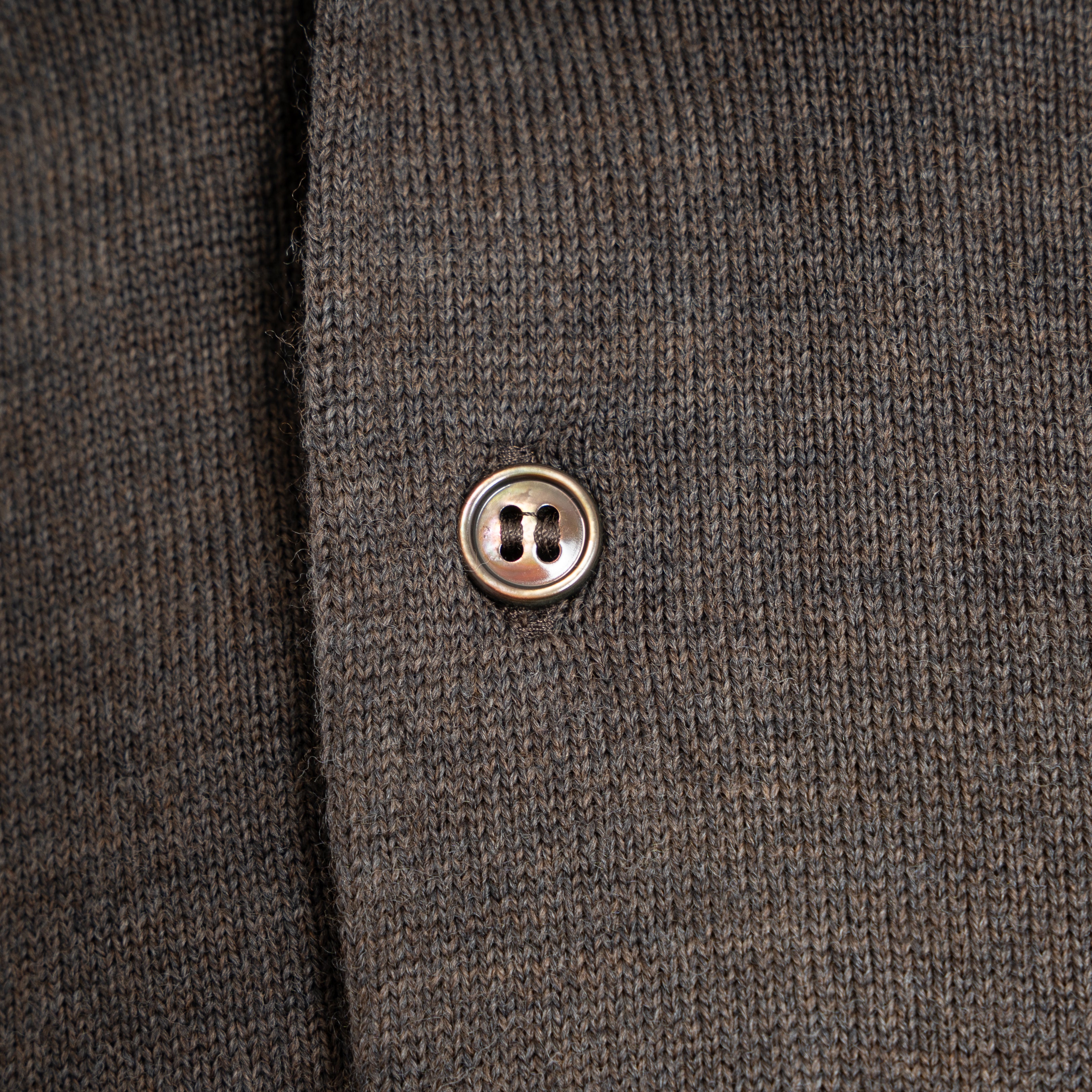 Gran Sasso Gebreide Polo Lange Mouw Bruin | Extrafine Merino