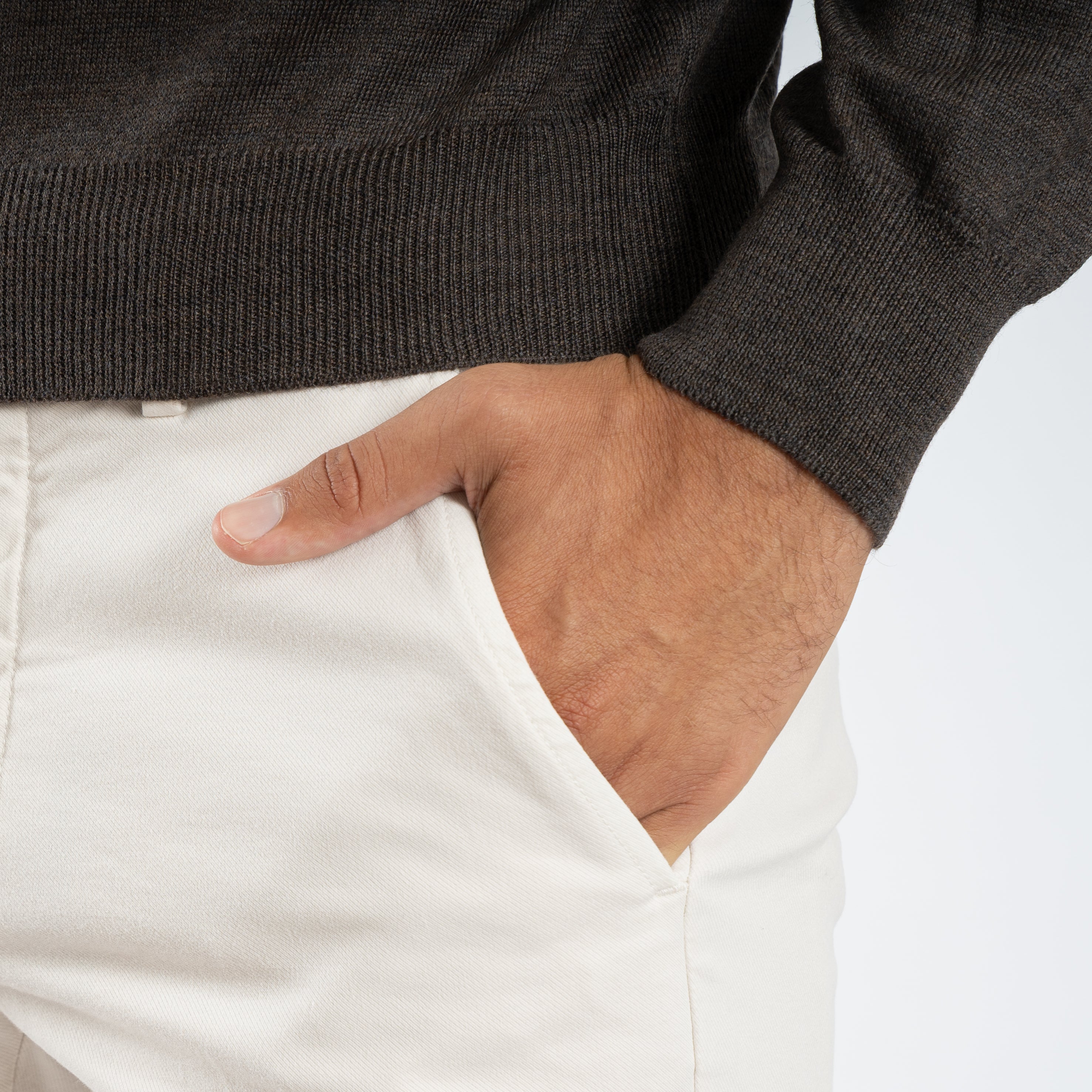 Gran Sasso Gebreide Polo Lange Mouw Bruin | Extrafine Merino