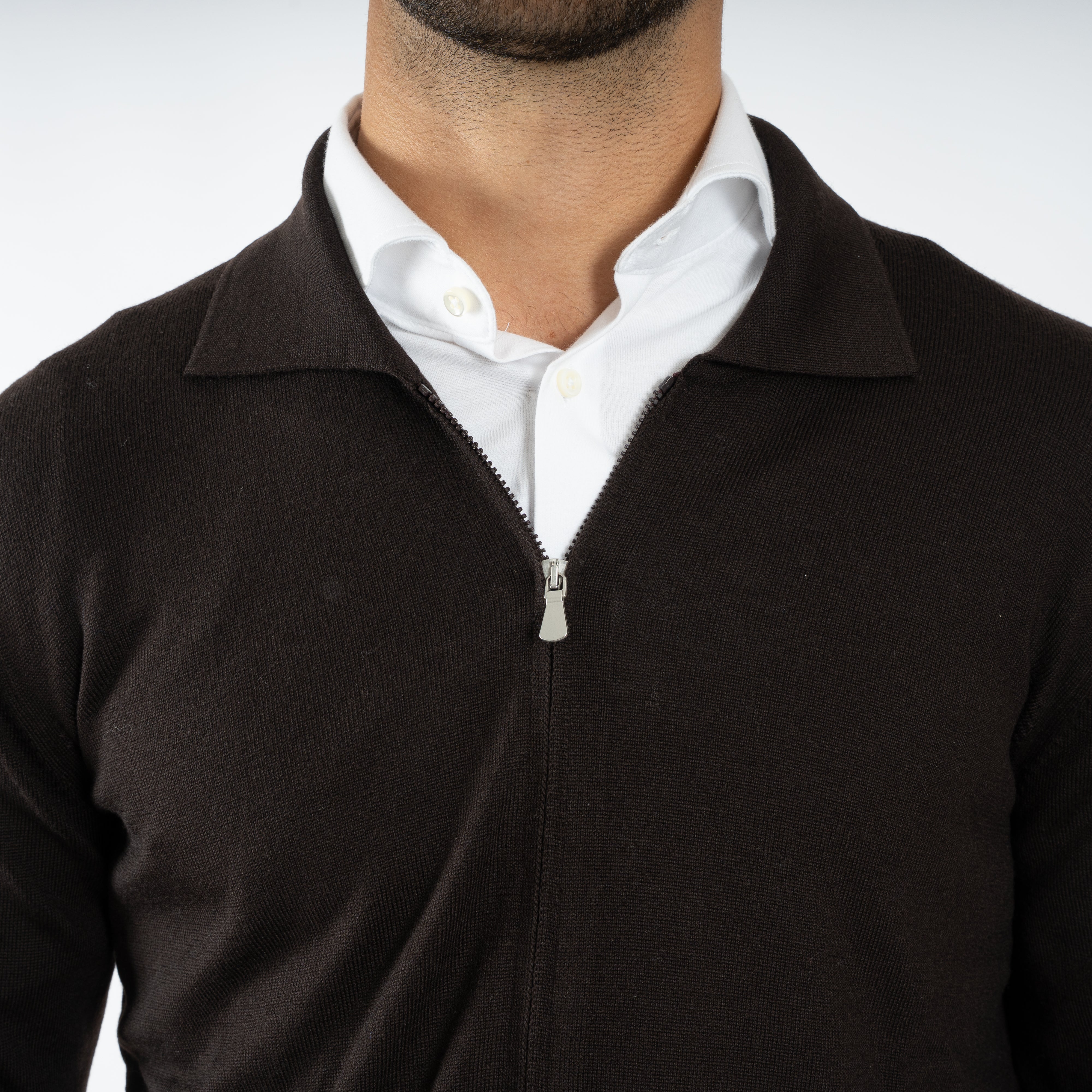 Gran Sasso Gebreid Vest Bruin | Extrafine Merino