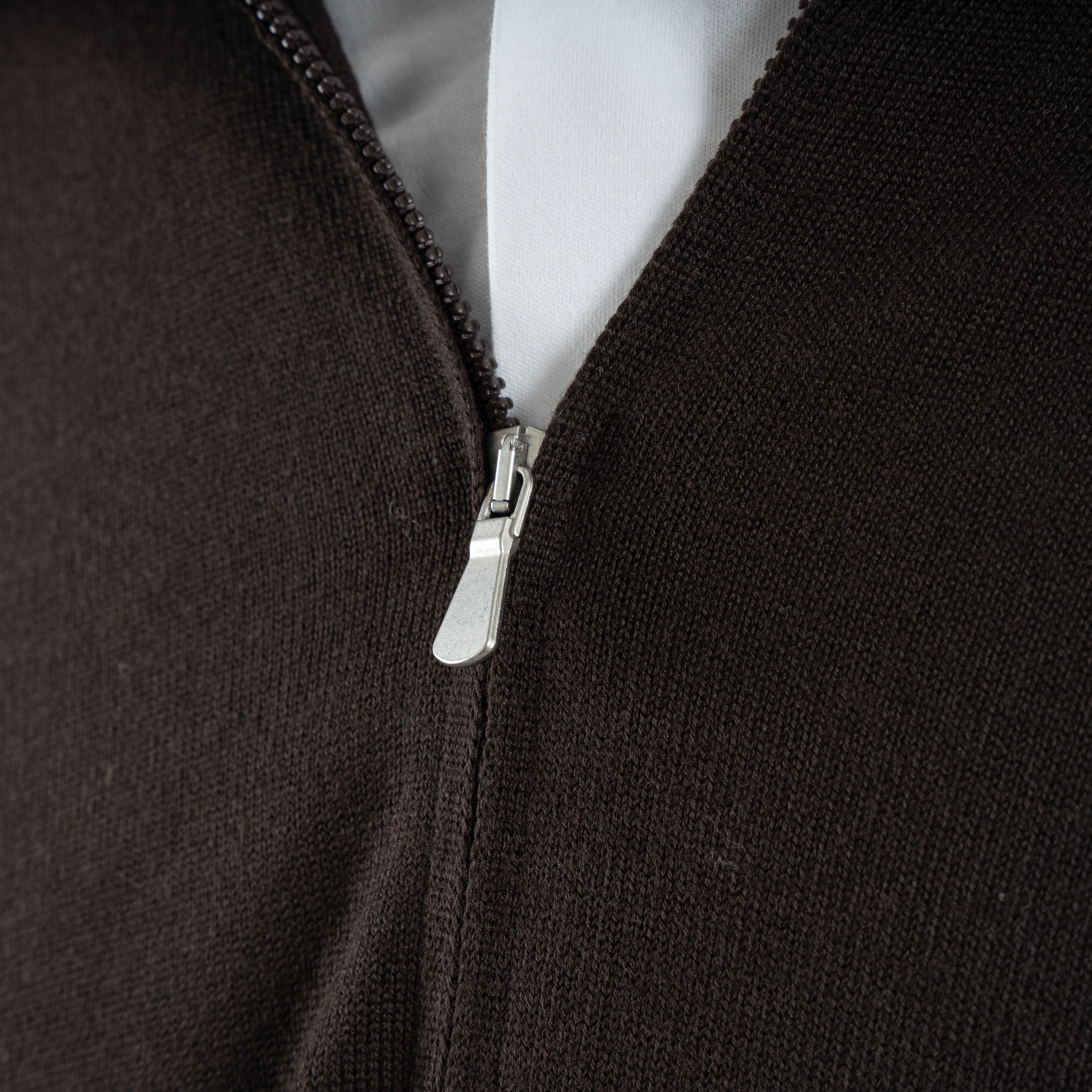 Gran Sasso Gebreid Vest Bruin | Extrafine Merino