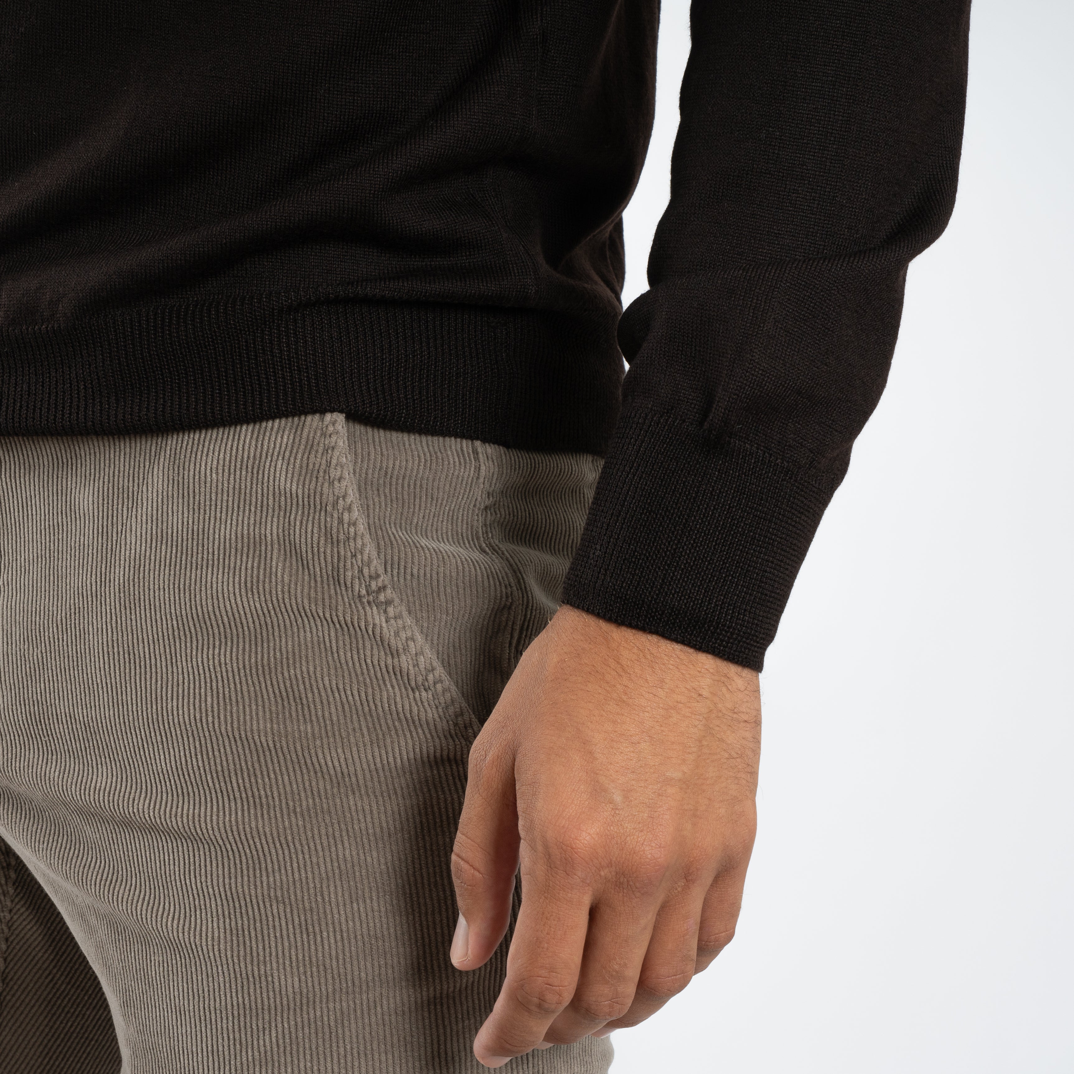 Gran Sasso Gebreide Trui met Rits Bruin | Extrafine Merino