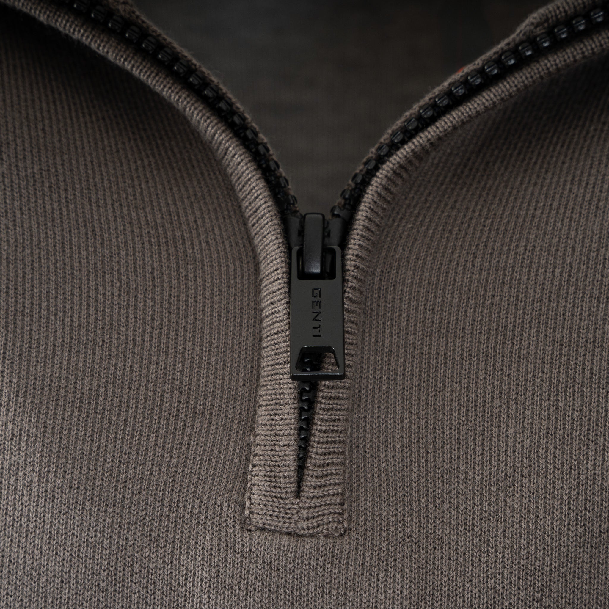 Genti Gebreide Trui met Rits Bruin | Double Face