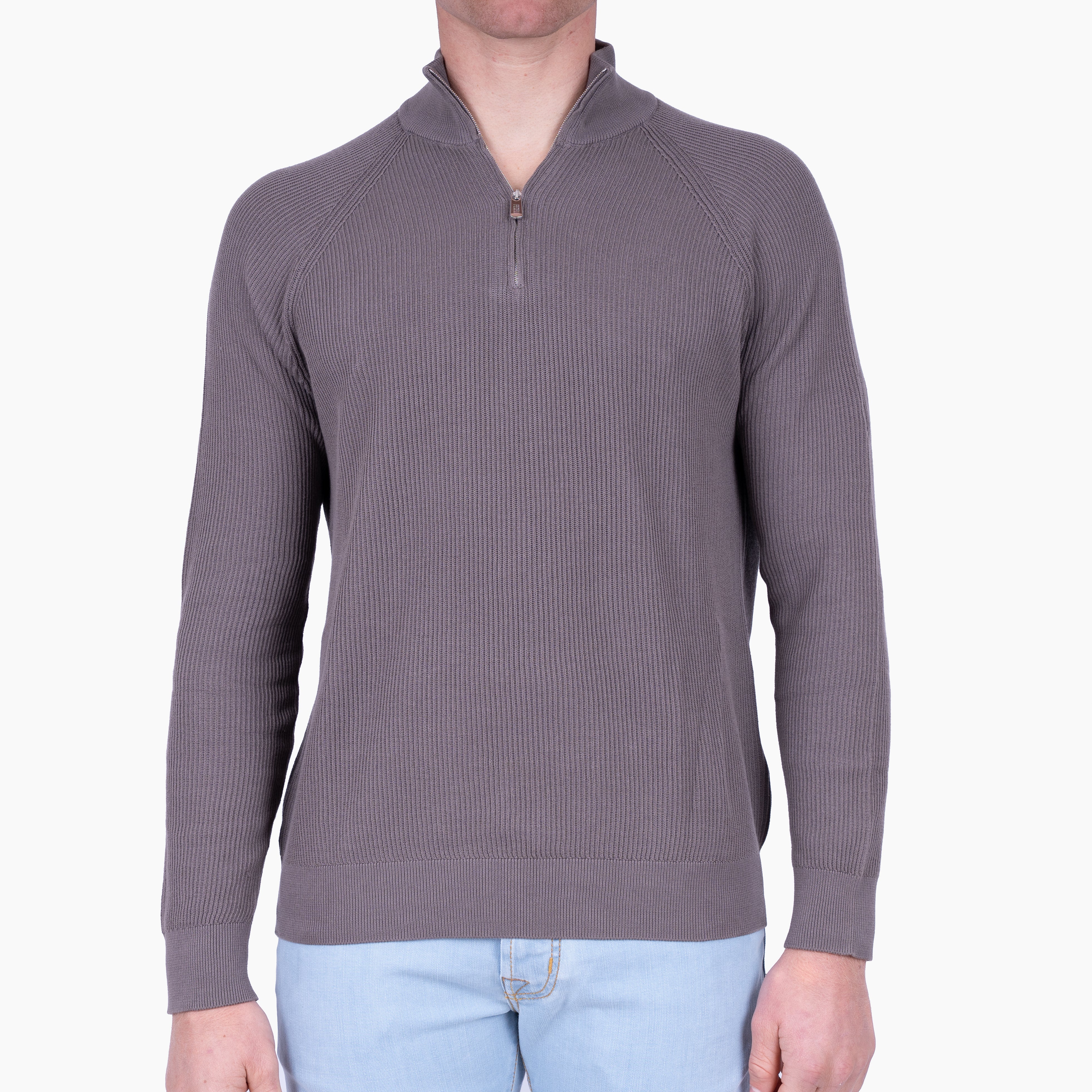 Fedeli Gebreide Trui met Rits Taupe | Paul Giza