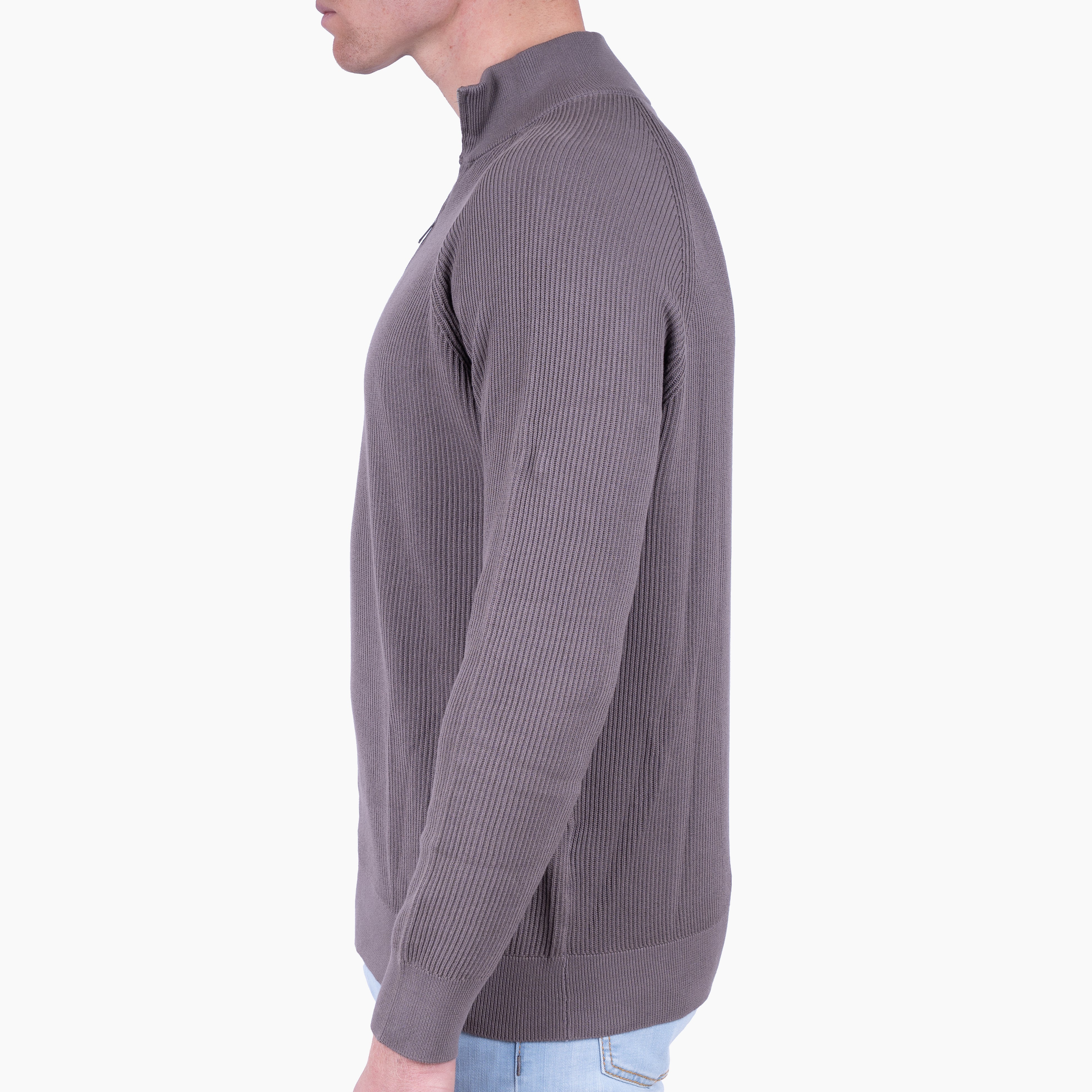 Fedeli Gebreide Trui met Rits Taupe | Paul Giza