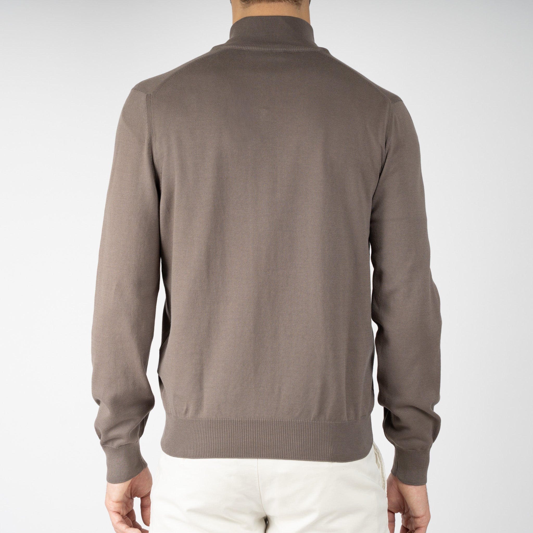 Gran Sasso Gebreide Trui met Rits Taupe | Egyptian Cotton