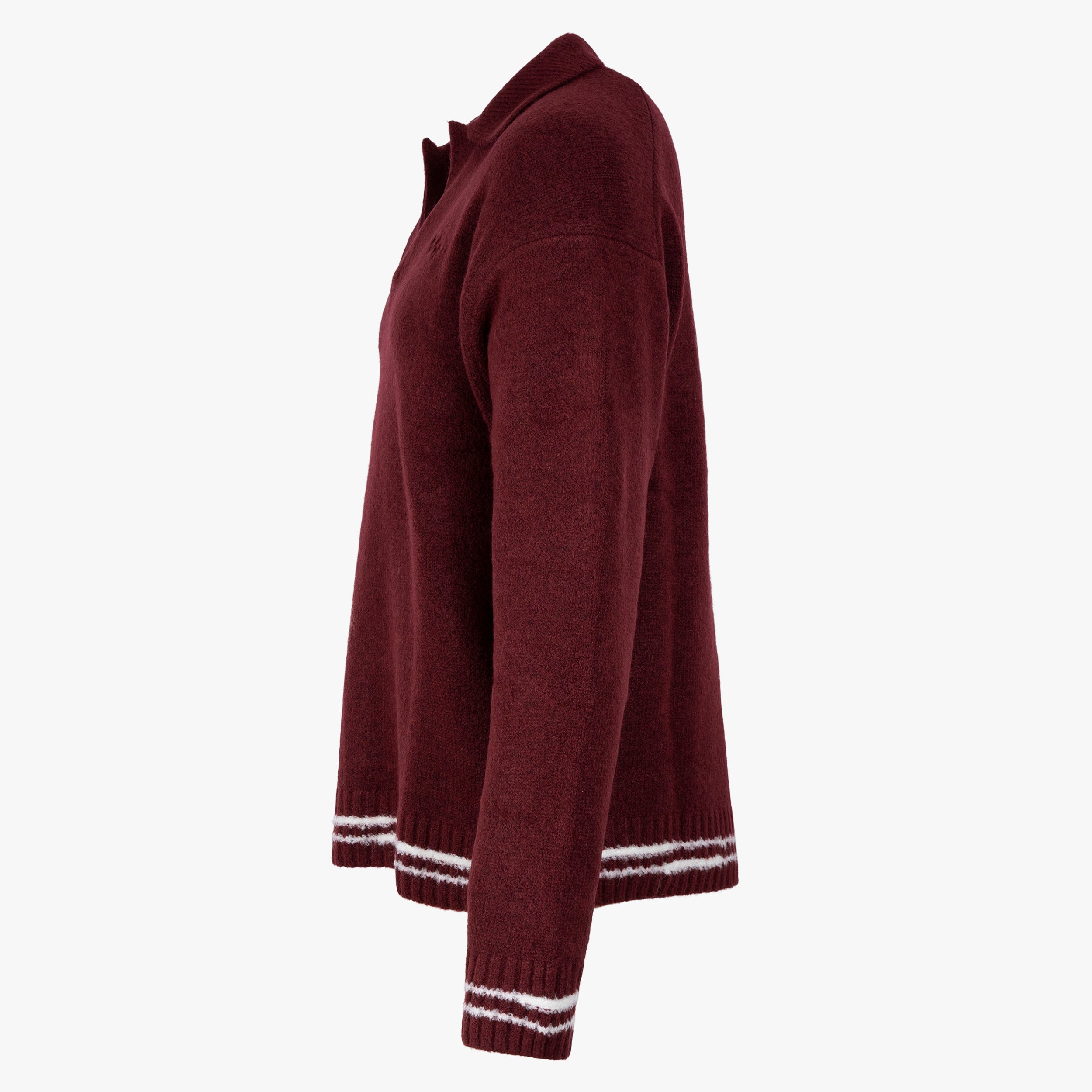 Olaf Gebreide Long Sleeve Polo Rood | Crafted Detail