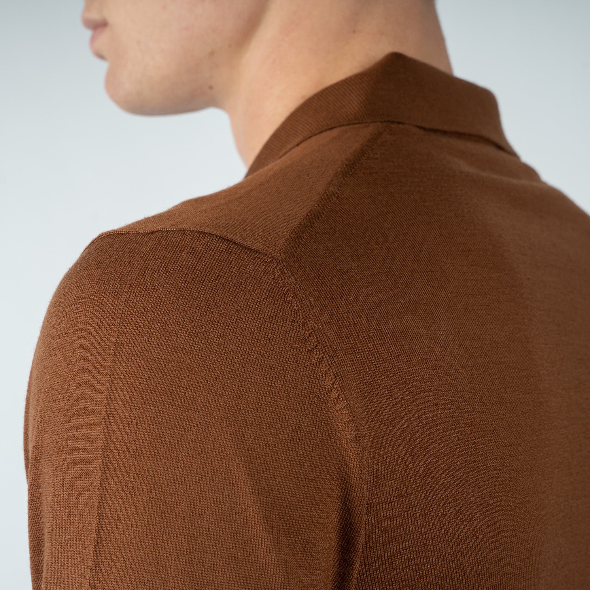 Gran Sasso Gebreide Trui Buttonless Polokraag Camel | Athleisure