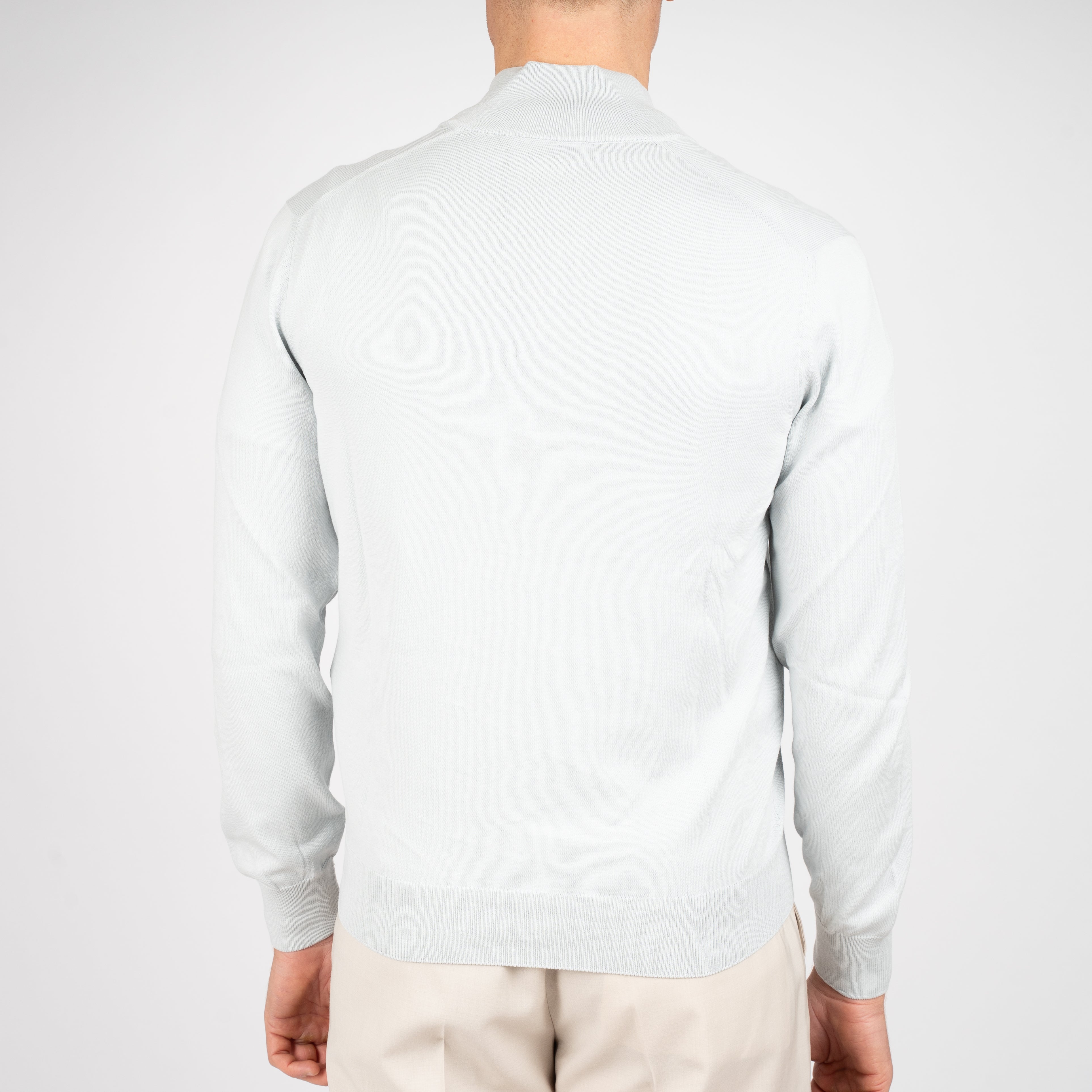 Gran Sasso Gebreide Trui met Rits Lichtgrijs | Egyptian Cotton