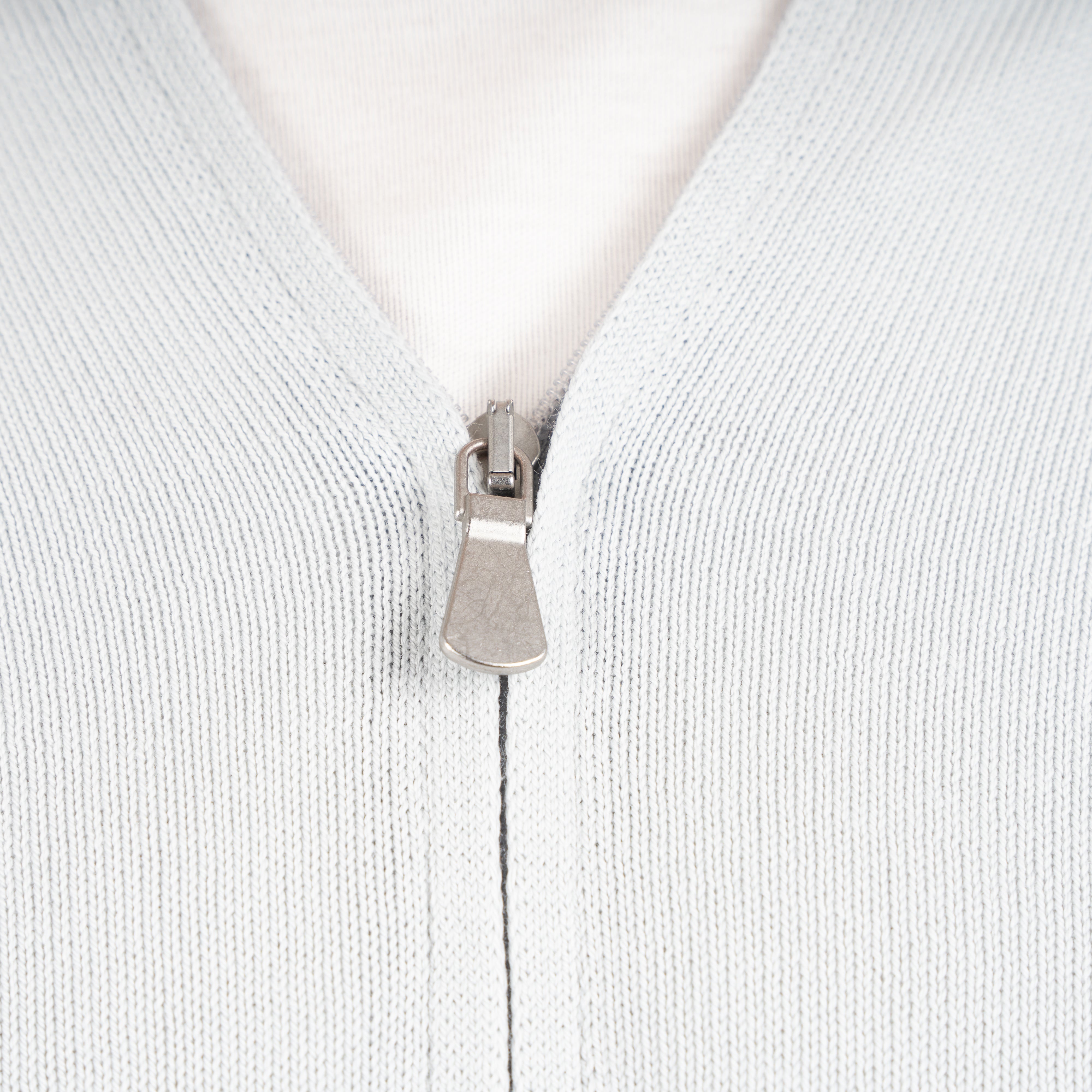 Gran Sasso Gebreide Trui met Rits Lichtgrijs | Egyptian Cotton