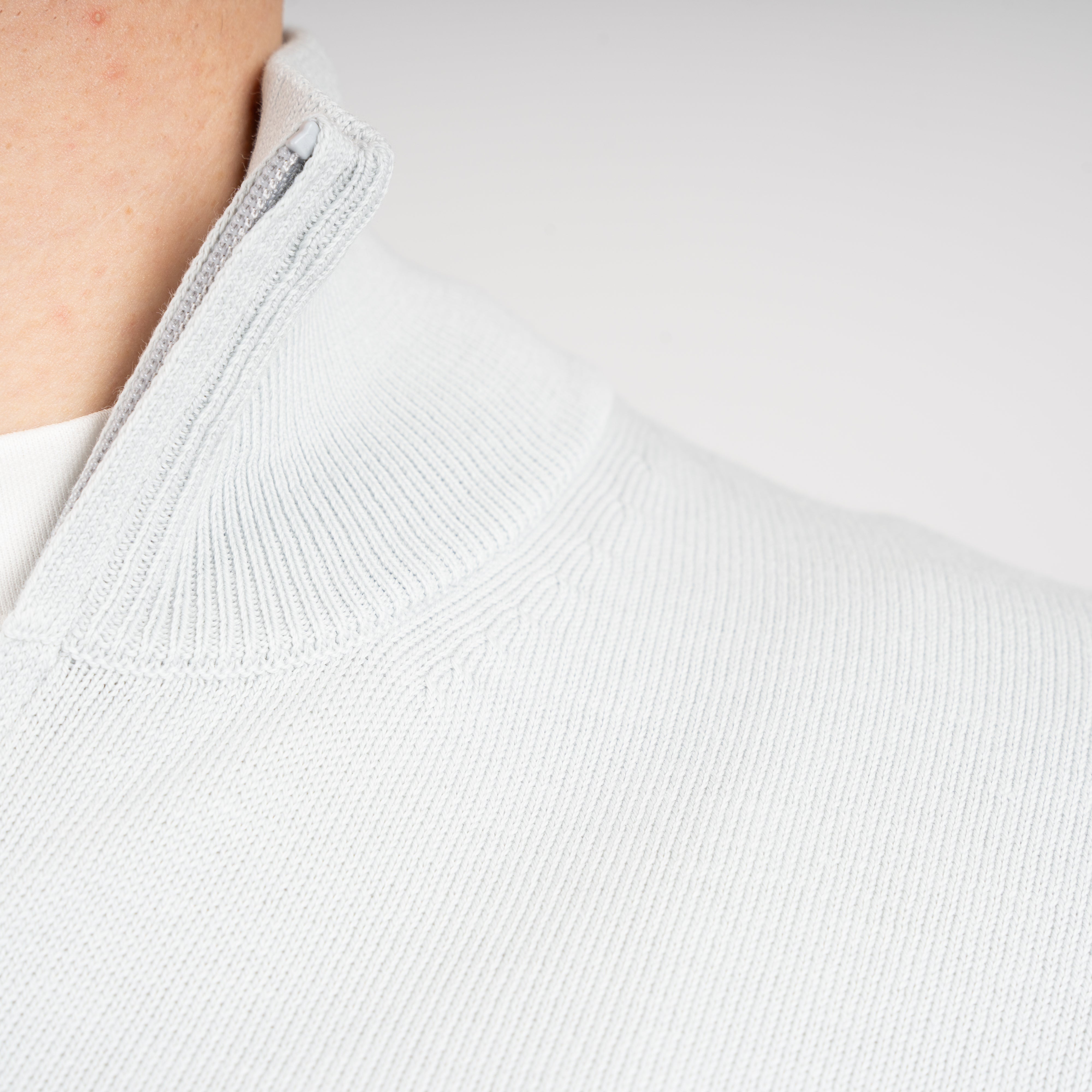 Gran Sasso Gebreide Trui met Rits Lichtgrijs | Egyptian Cotton