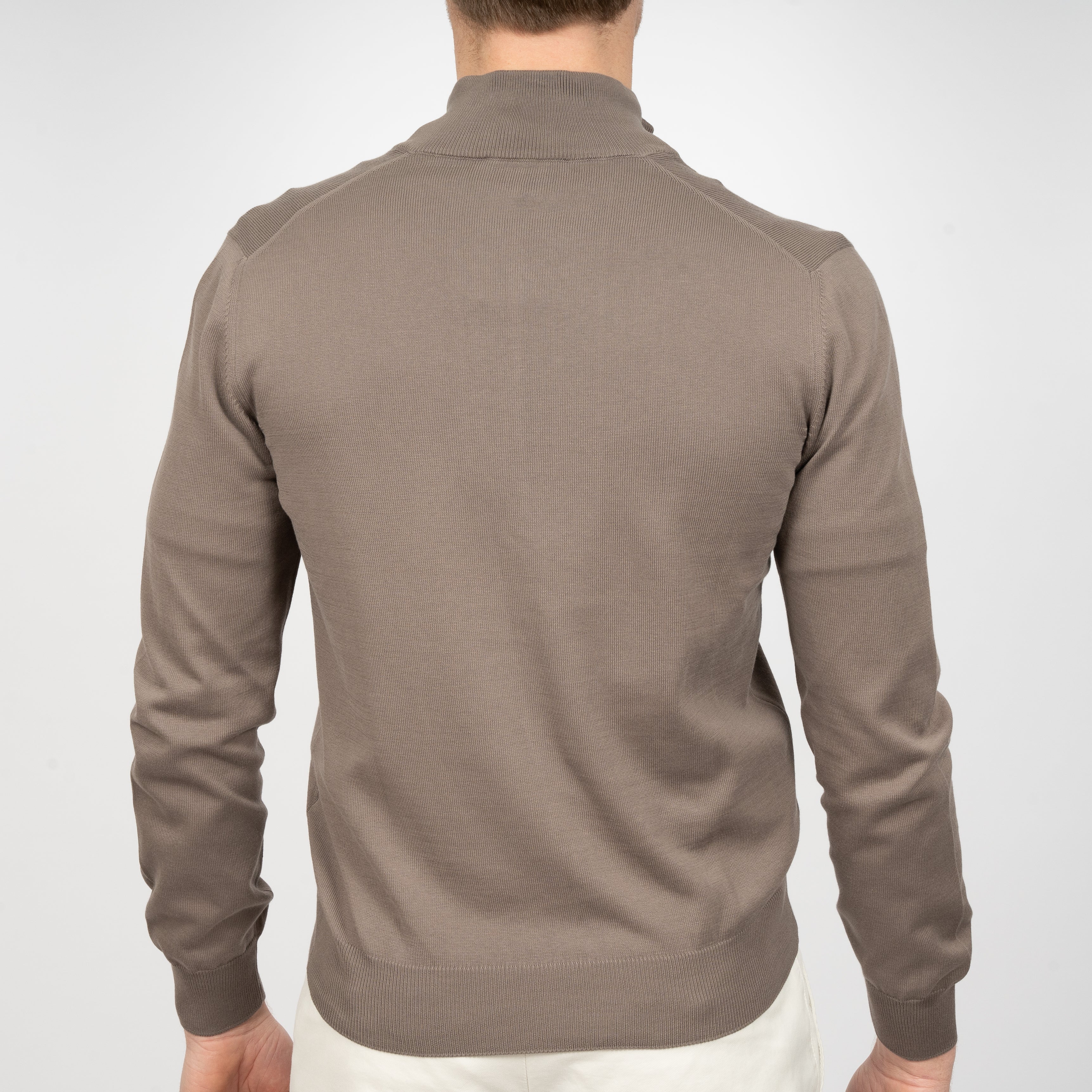Gran Sasso Gebreide Trui met Rits Taupe | Egyptian Cotton