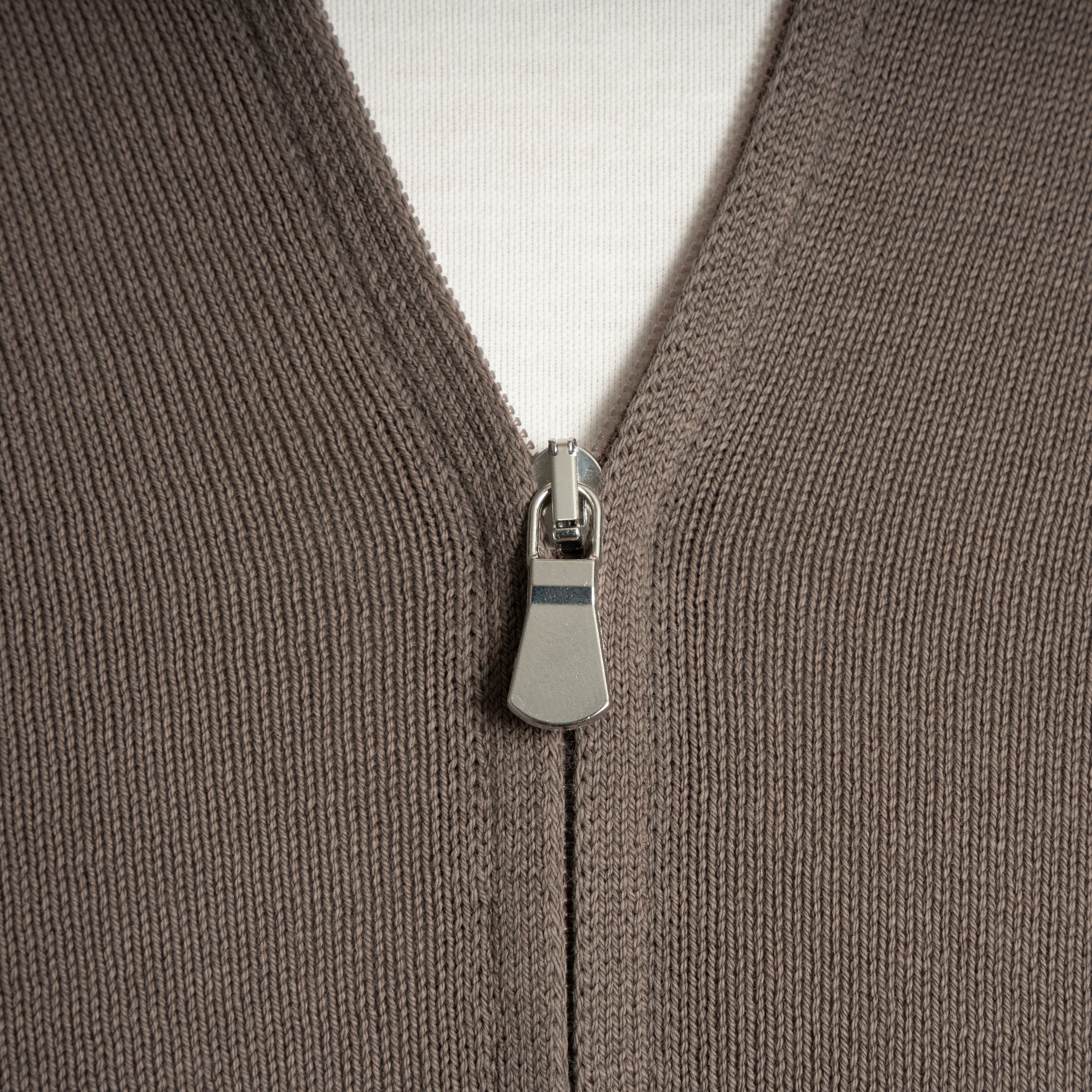 Gran Sasso Gebreide Trui met Rits Taupe | Egyptian Cotton
