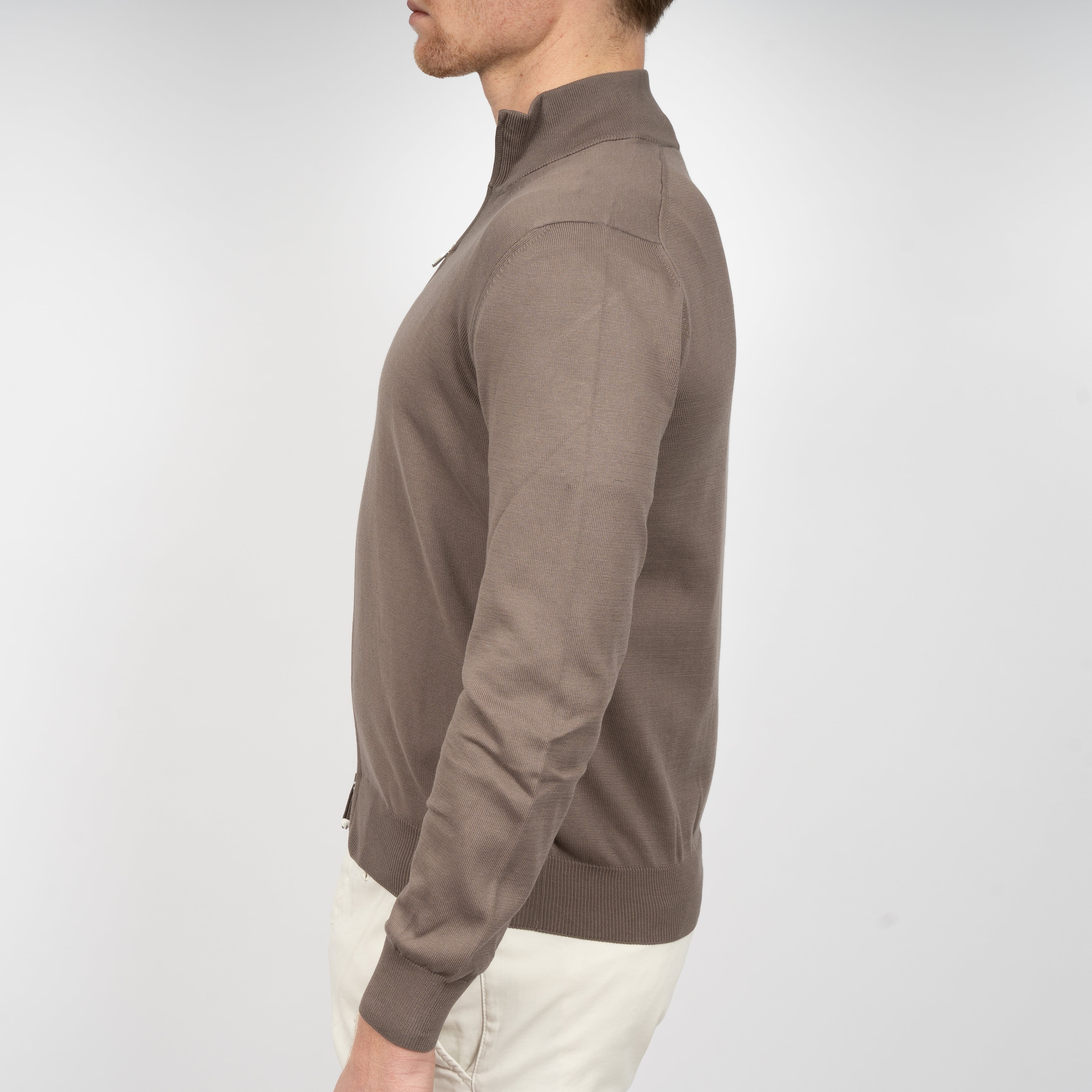 Gran Sasso Gebreid Vest Taupe | Egyptian Cotton