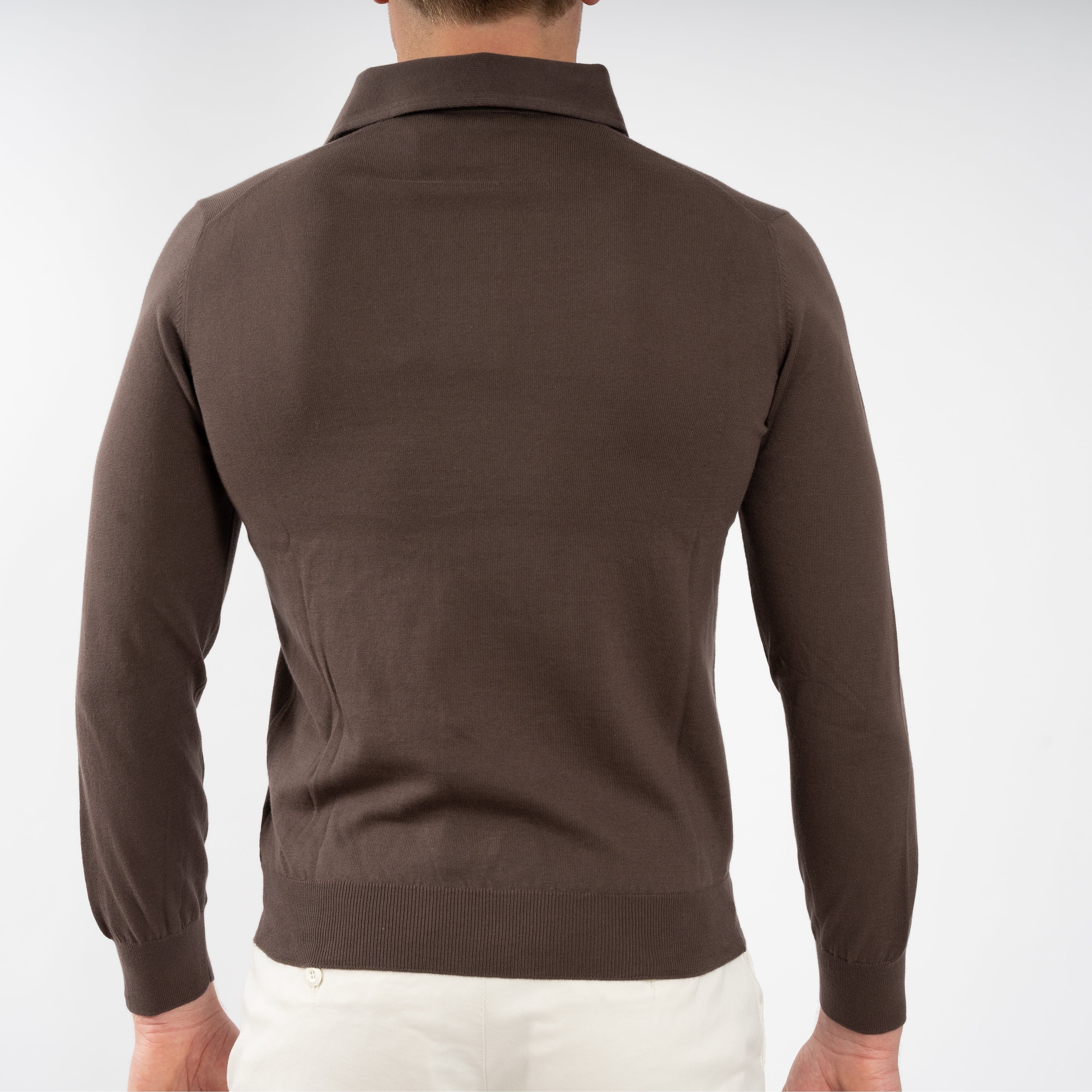 Gran Sasso Polo Lange Mouwen Bruin | Organic Cotton