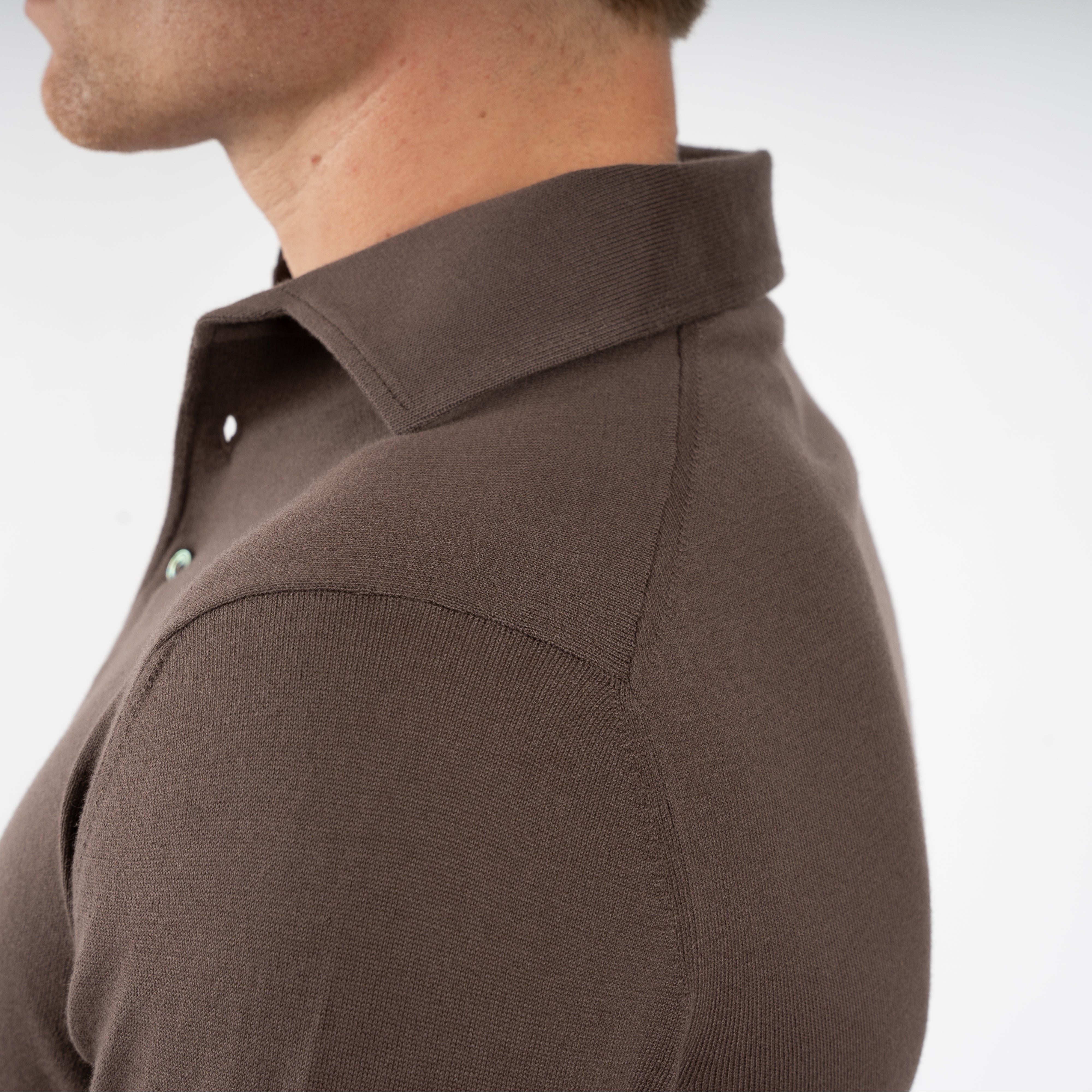 Gran Sasso Polo Lange Mouwen Bruin | Organic Cotton