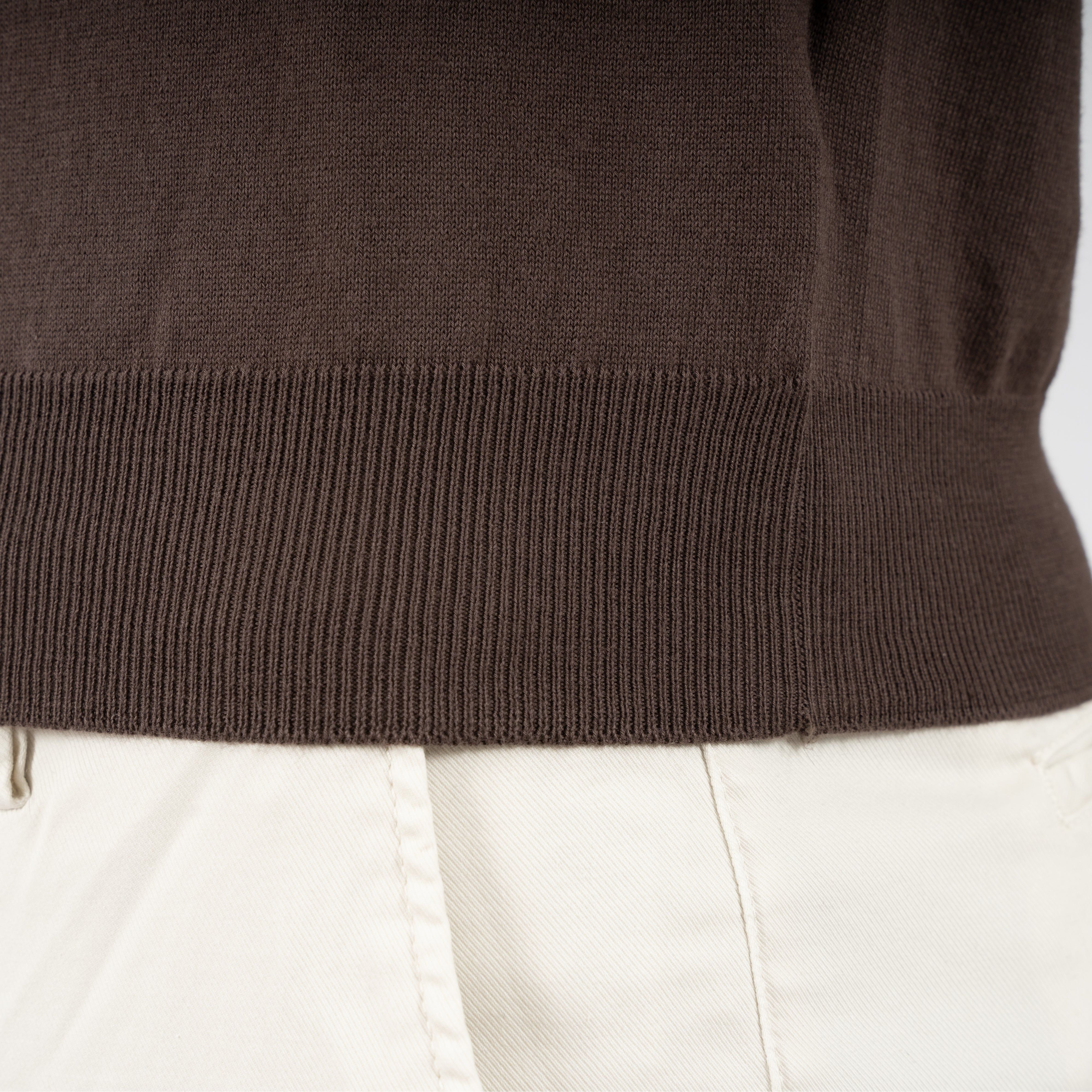 Gran Sasso Polo Lange Mouwen Bruin | Organic Cotton