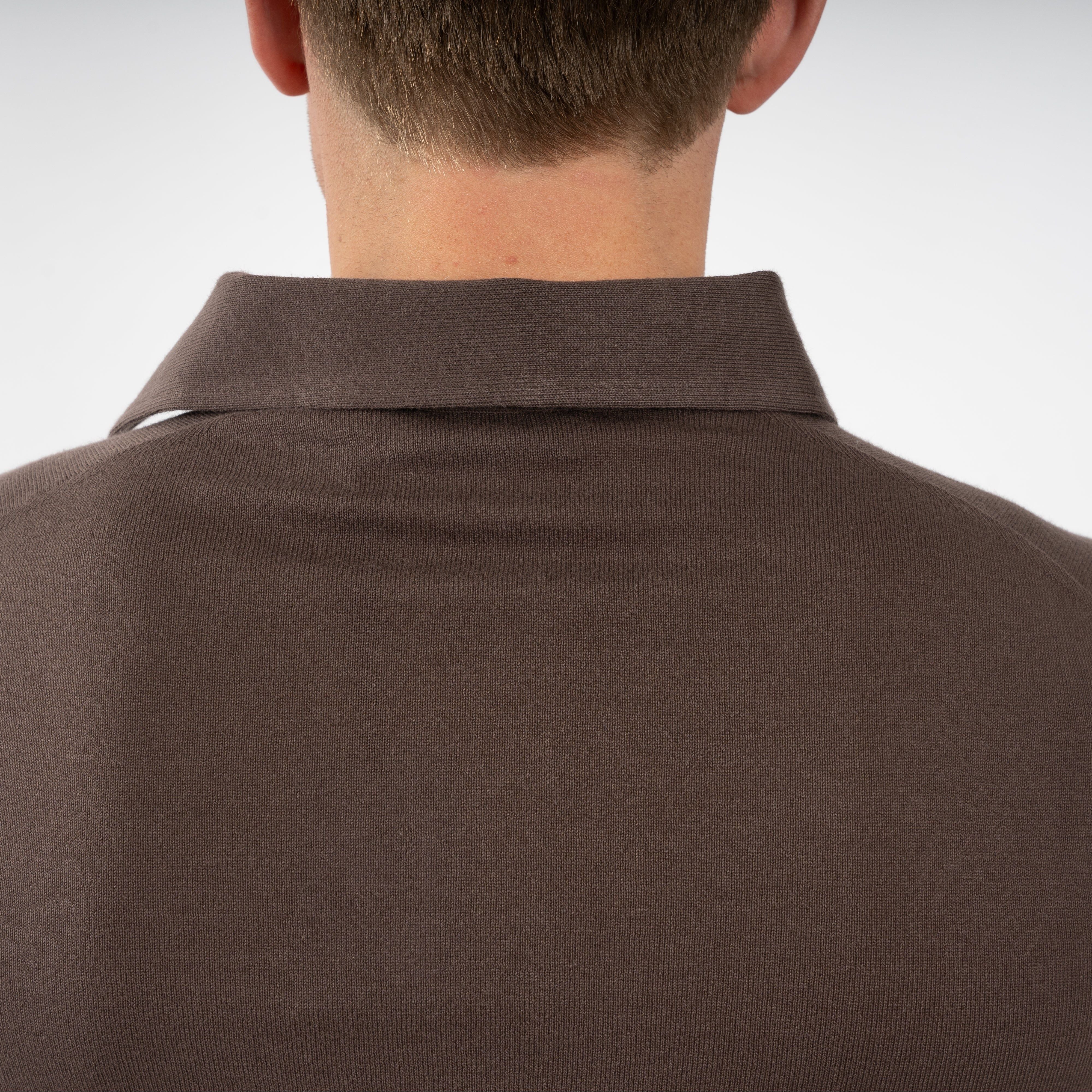 Gran Sasso Polo Lange Mouwen Bruin | Organic Cotton