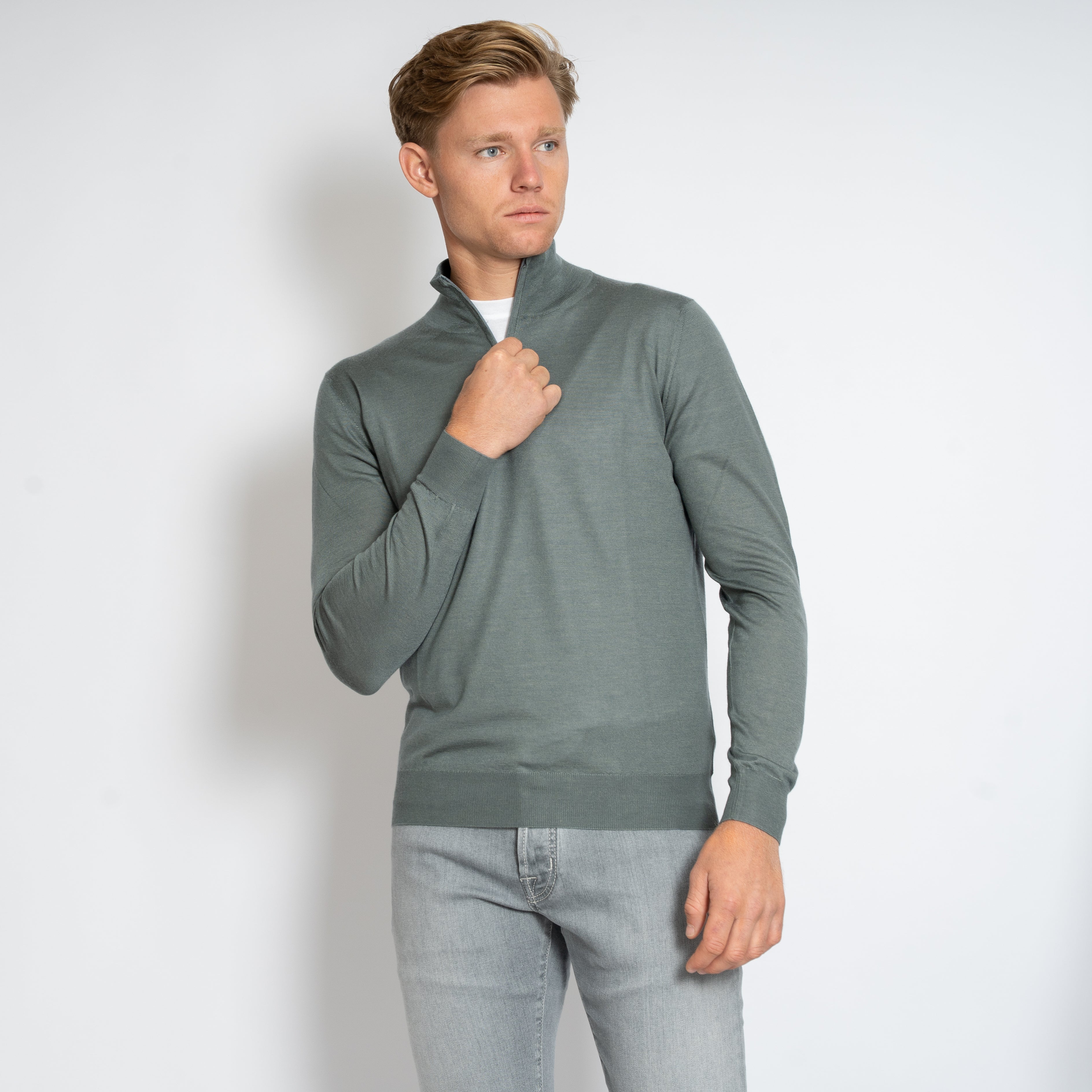 Fedeli Gebreide Half-Zip Trui Groen | Favonio