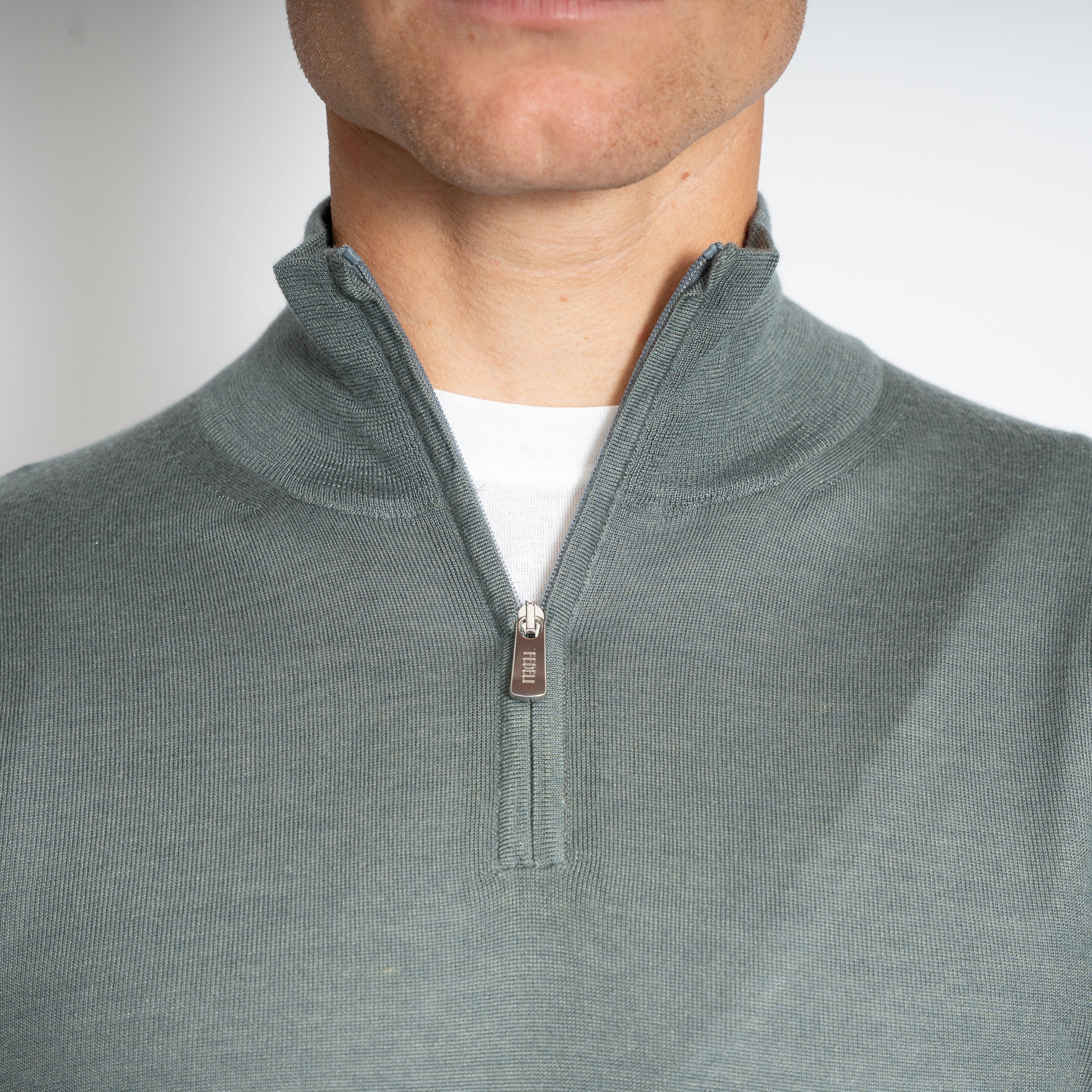 Fedeli Gebreide Half-Zip Trui Groen | Favonio