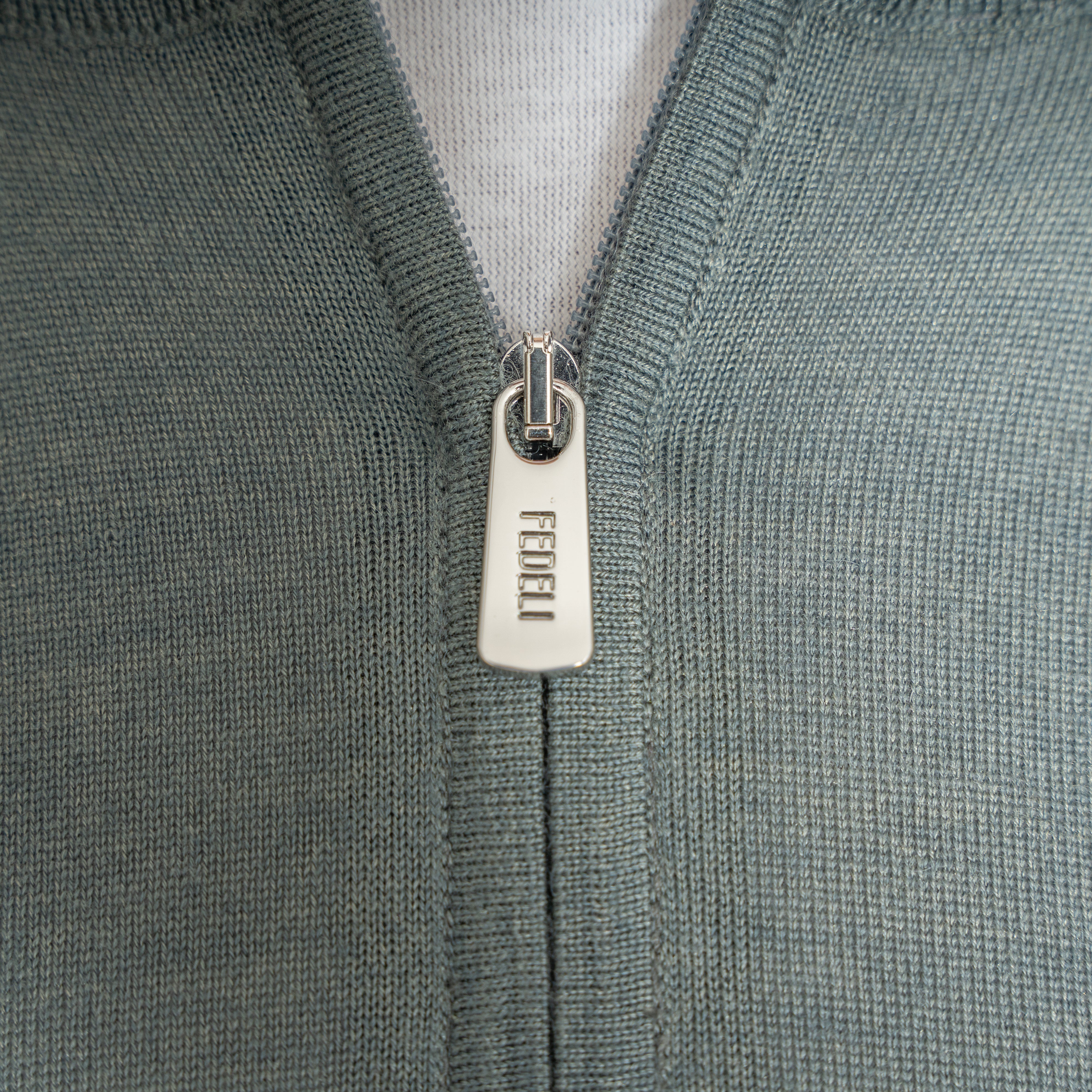 Fedeli Gebreide Half-Zip Trui Groen | Favonio