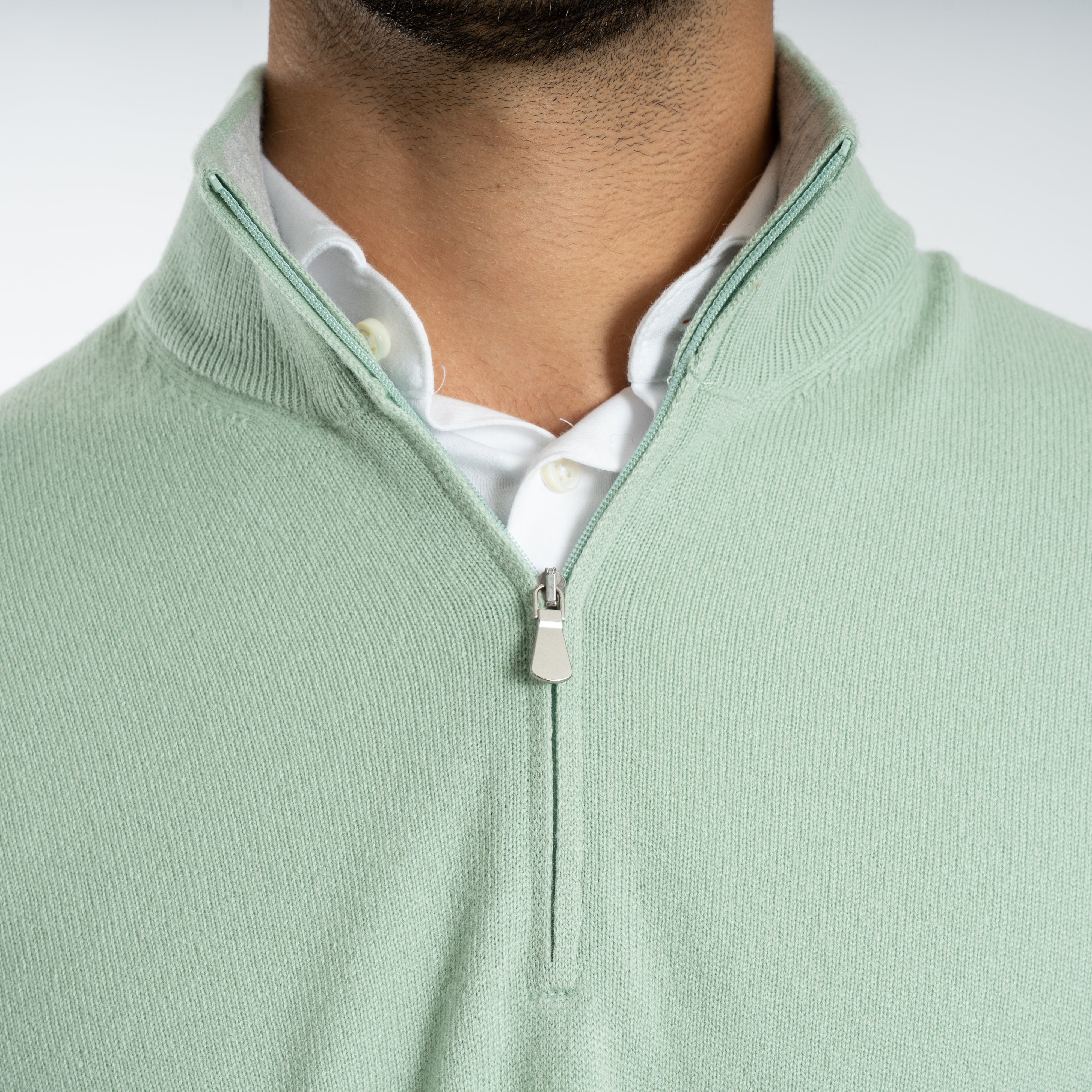 Gran Sasso Gebreide Trui met Rits Lichtgroen | Cashmere Lana