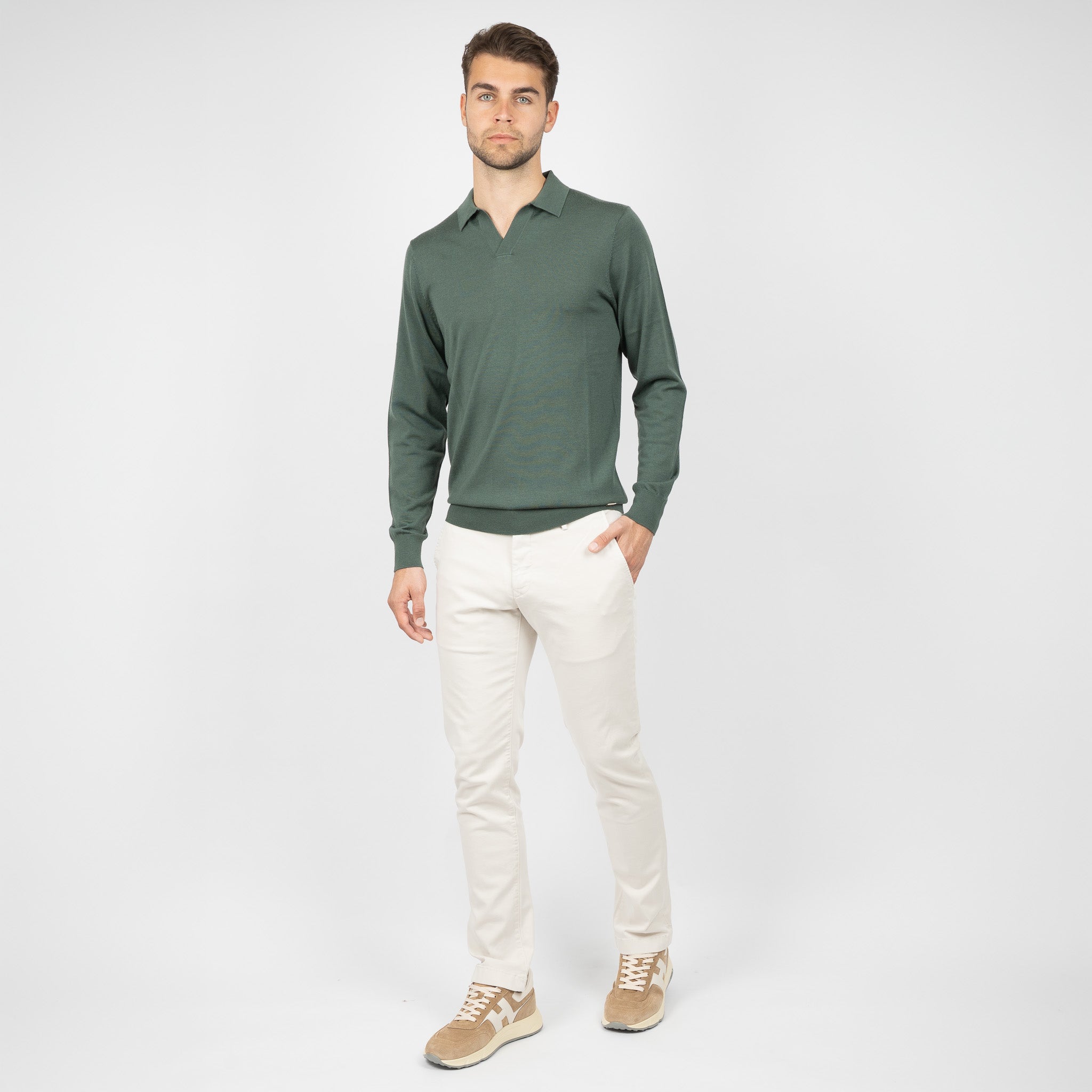 SEVEN DIALS Gebreide Buttonless Polotrui Groen | Blake
