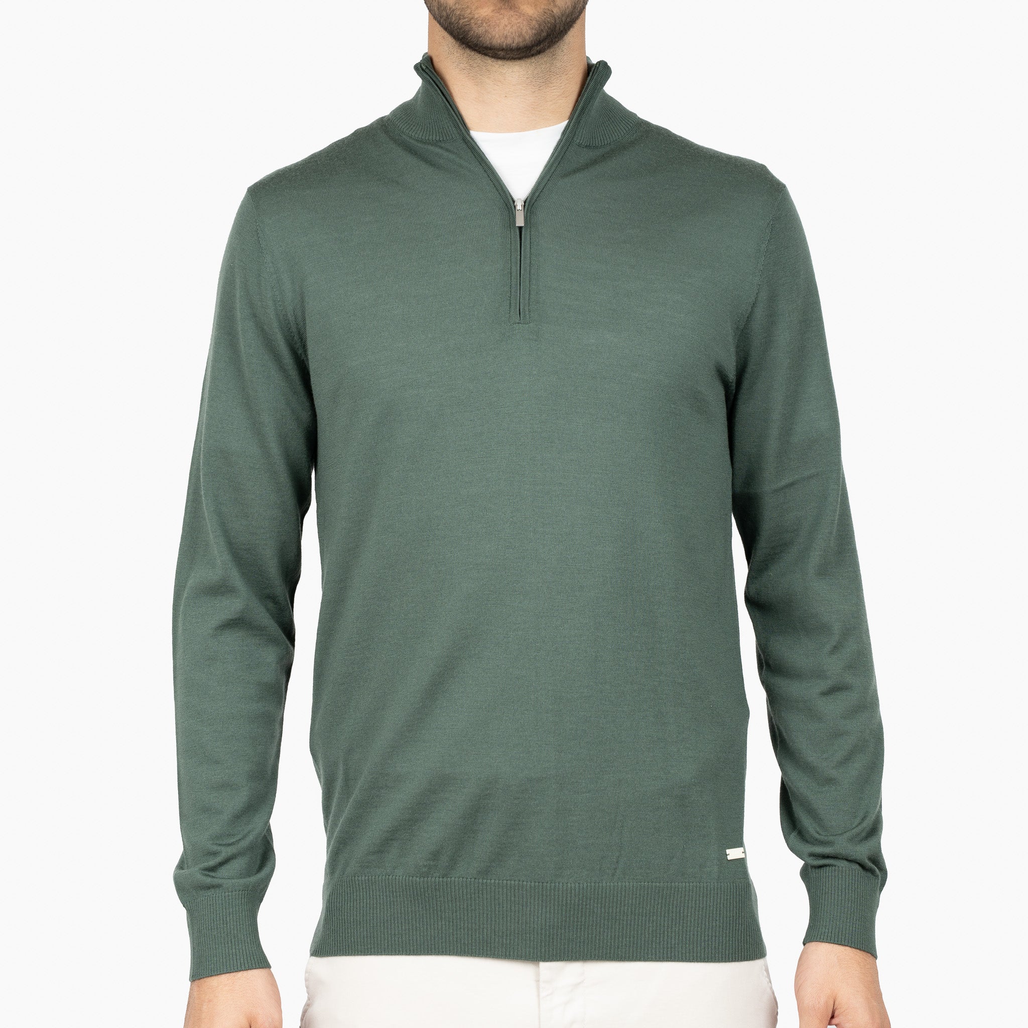 SEVEN DIALS Gebreide Trui met Rits Groen | Bothe