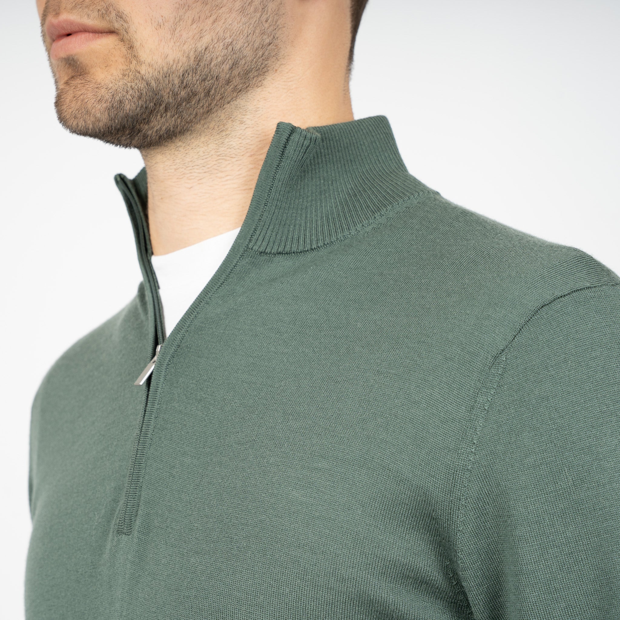 SEVEN DIALS Gebreide Trui met Rits Groen | Bothe