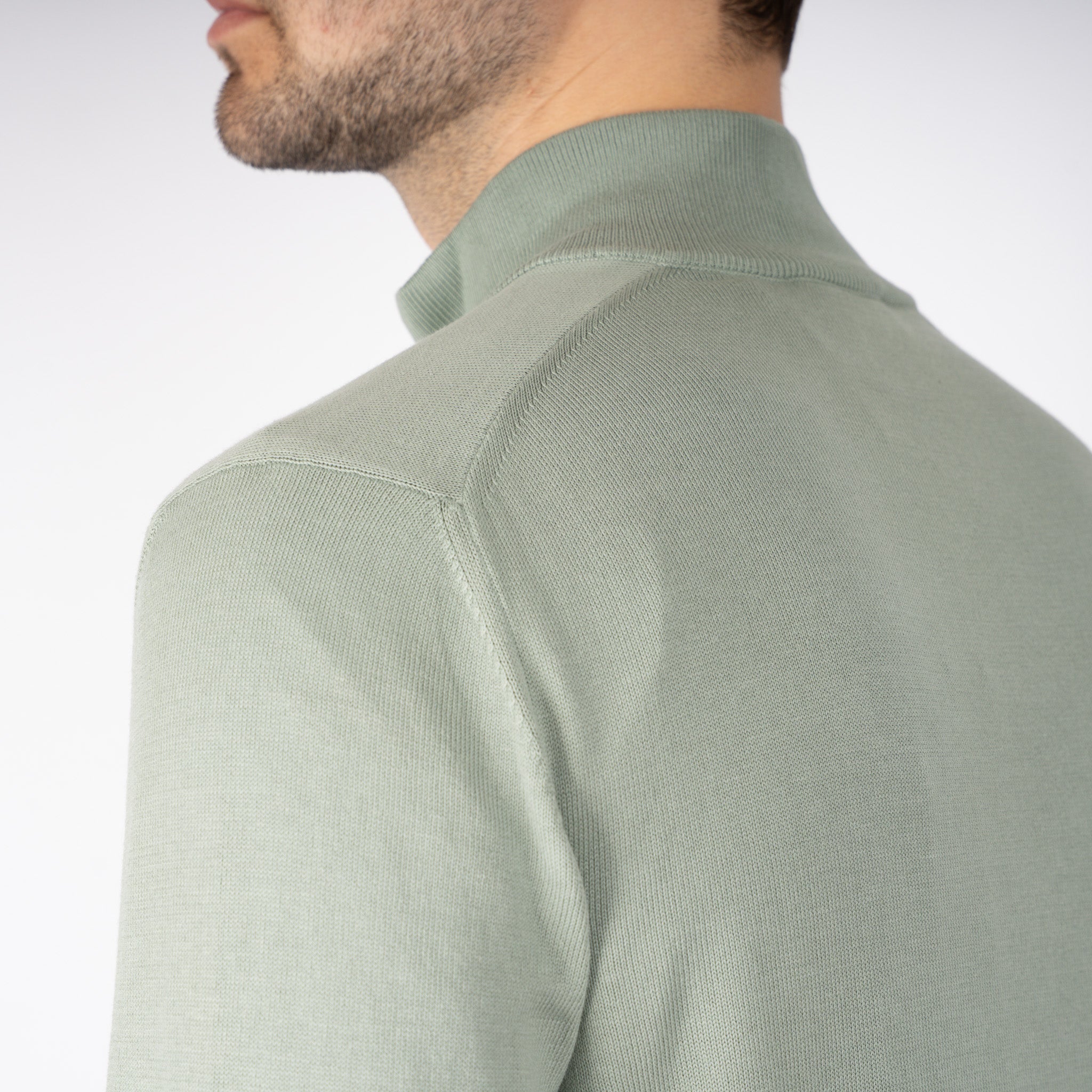 Gran Sasso Gebreide Trui met Rits Lichtgroen | Egyptian Cotton