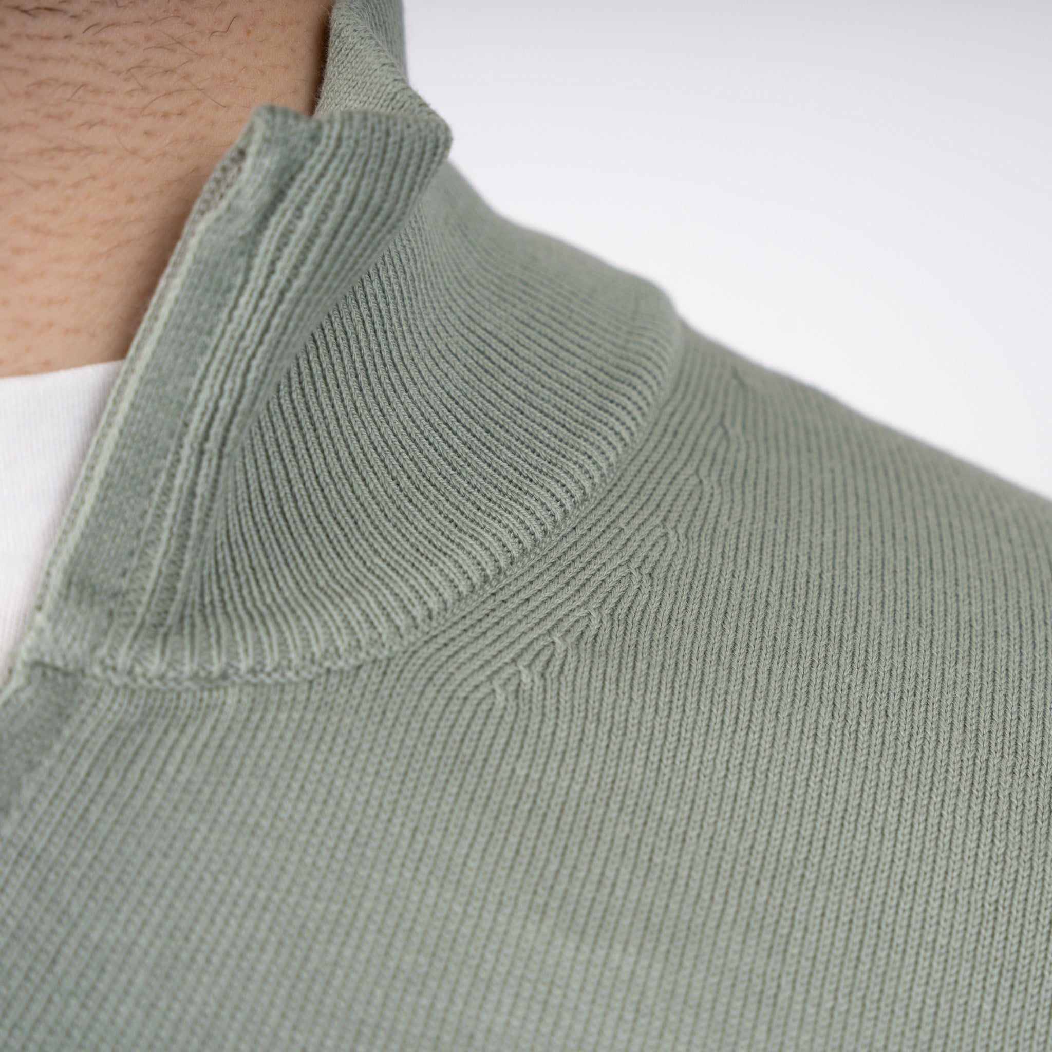 Gran Sasso Gebreide Trui met Rits Lichtgroen | Egyptian Cotton