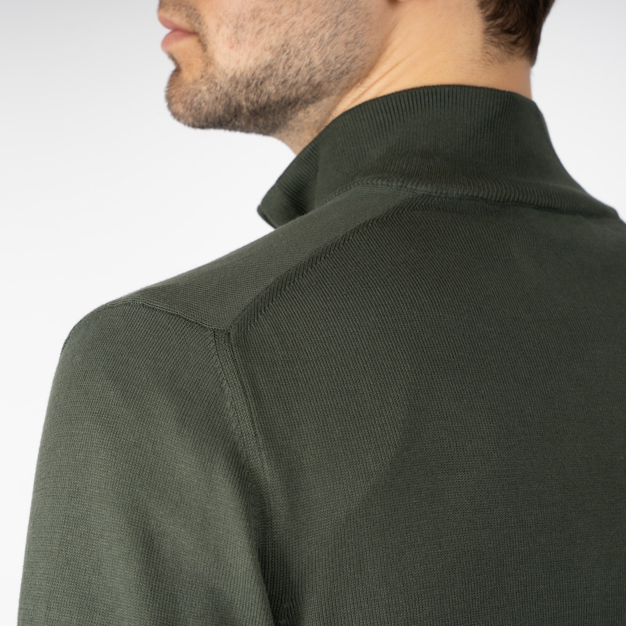 Gran Sasso Gebreide Trui met Rits Groen | Egyptian Cotton