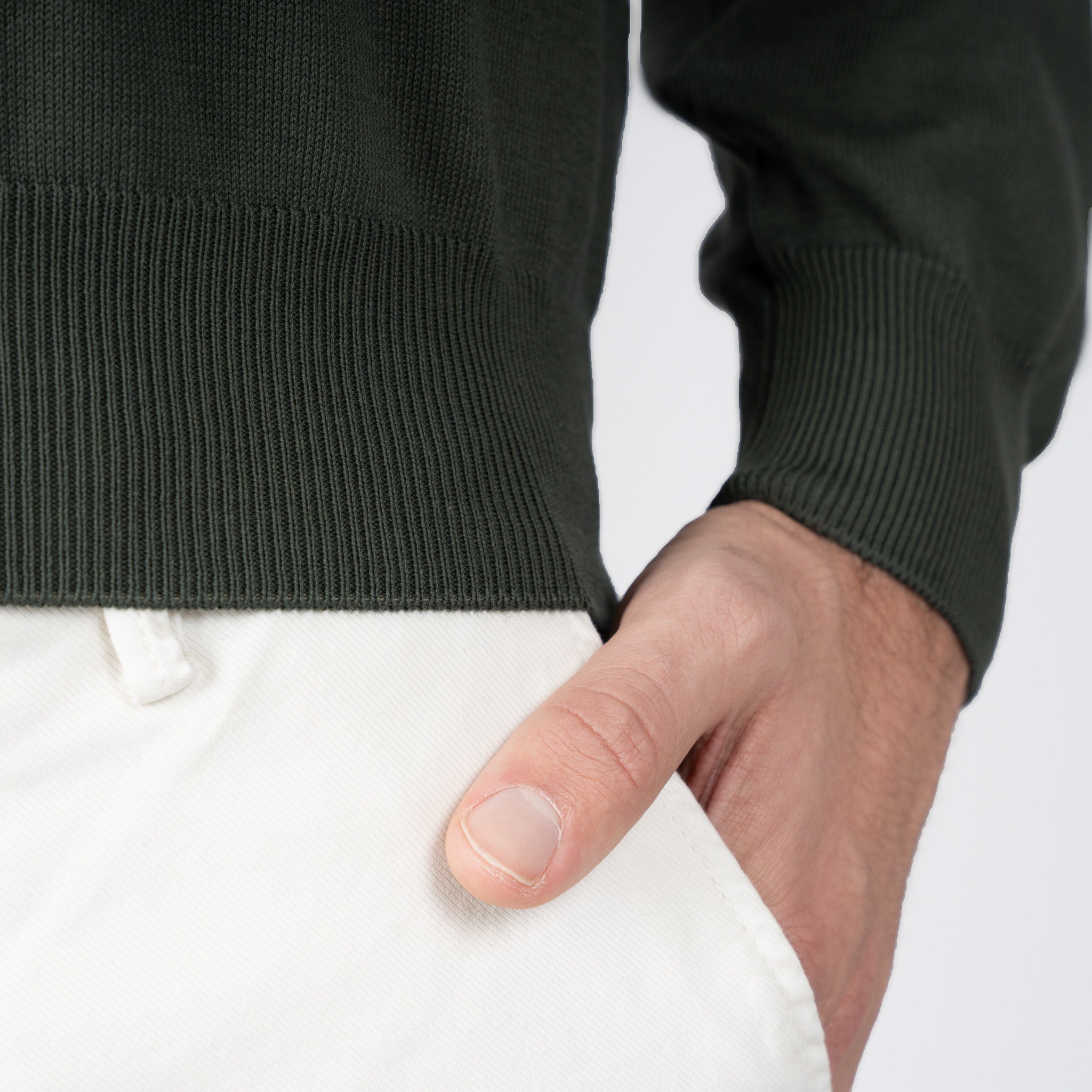 Gran Sasso Gebreide Trui met Rits Groen | Egyptian Cotton