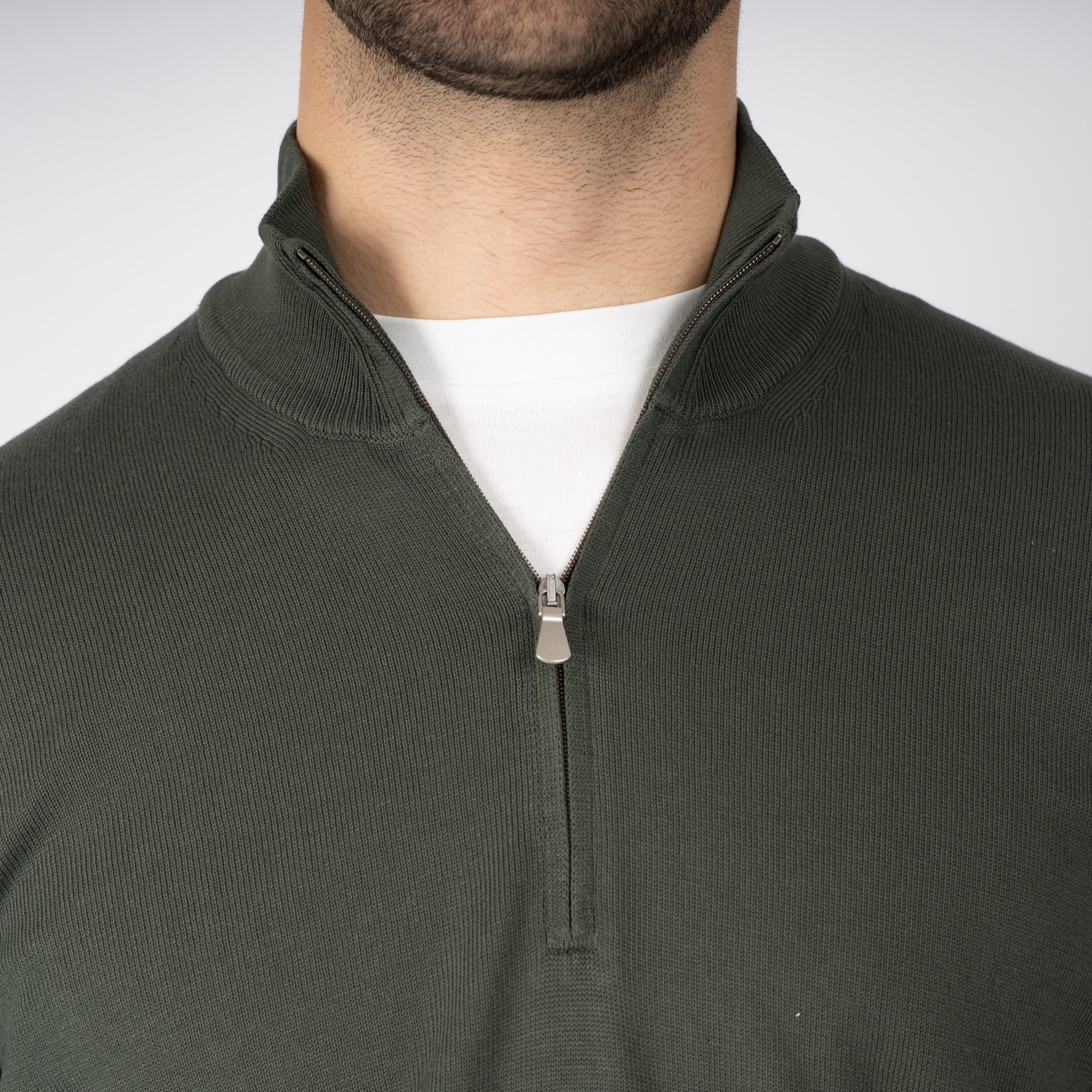 Gran Sasso Gebreide Trui met Rits Groen | Egyptian Cotton