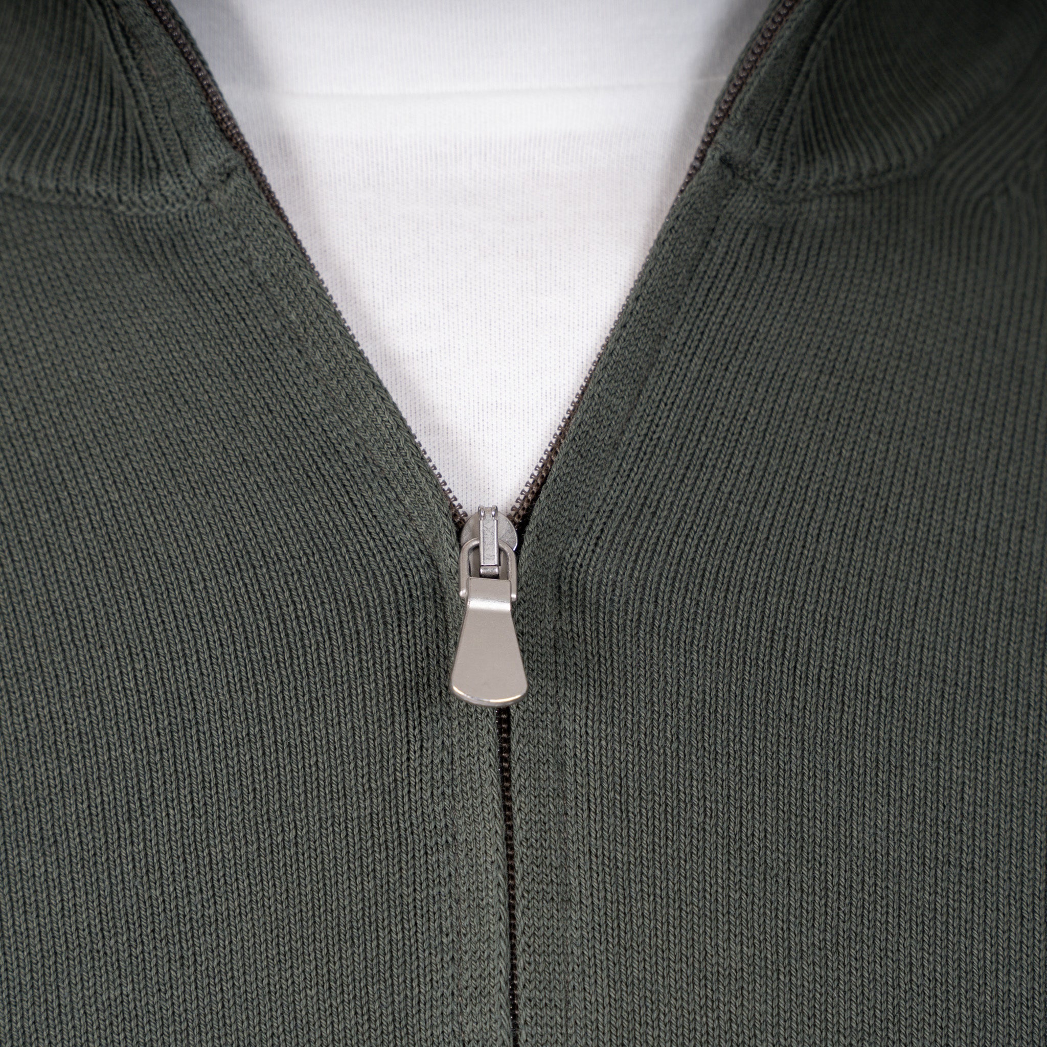 Gran Sasso Gebreide Trui met Rits Groen | Egyptian Cotton