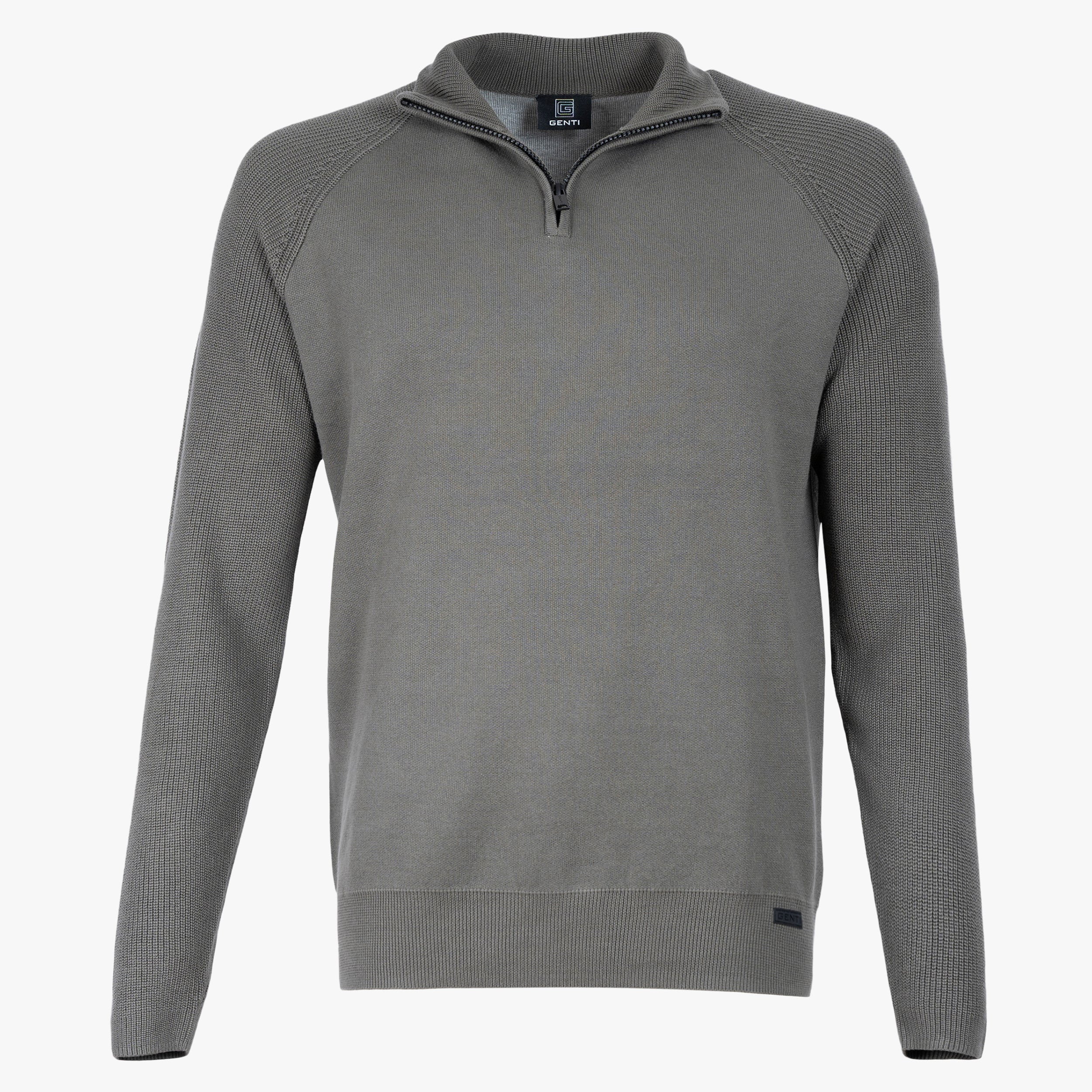 Genti Gebreide Trui met Rits Groen | Double Face