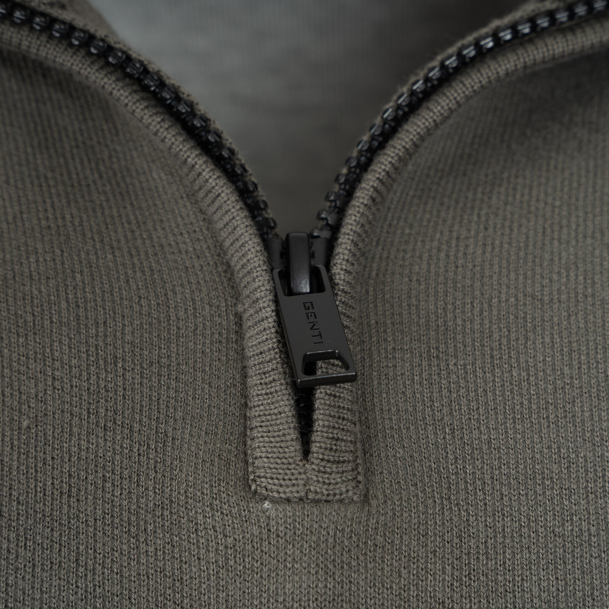 Genti Gebreide Trui met Rits Groen | Double Face