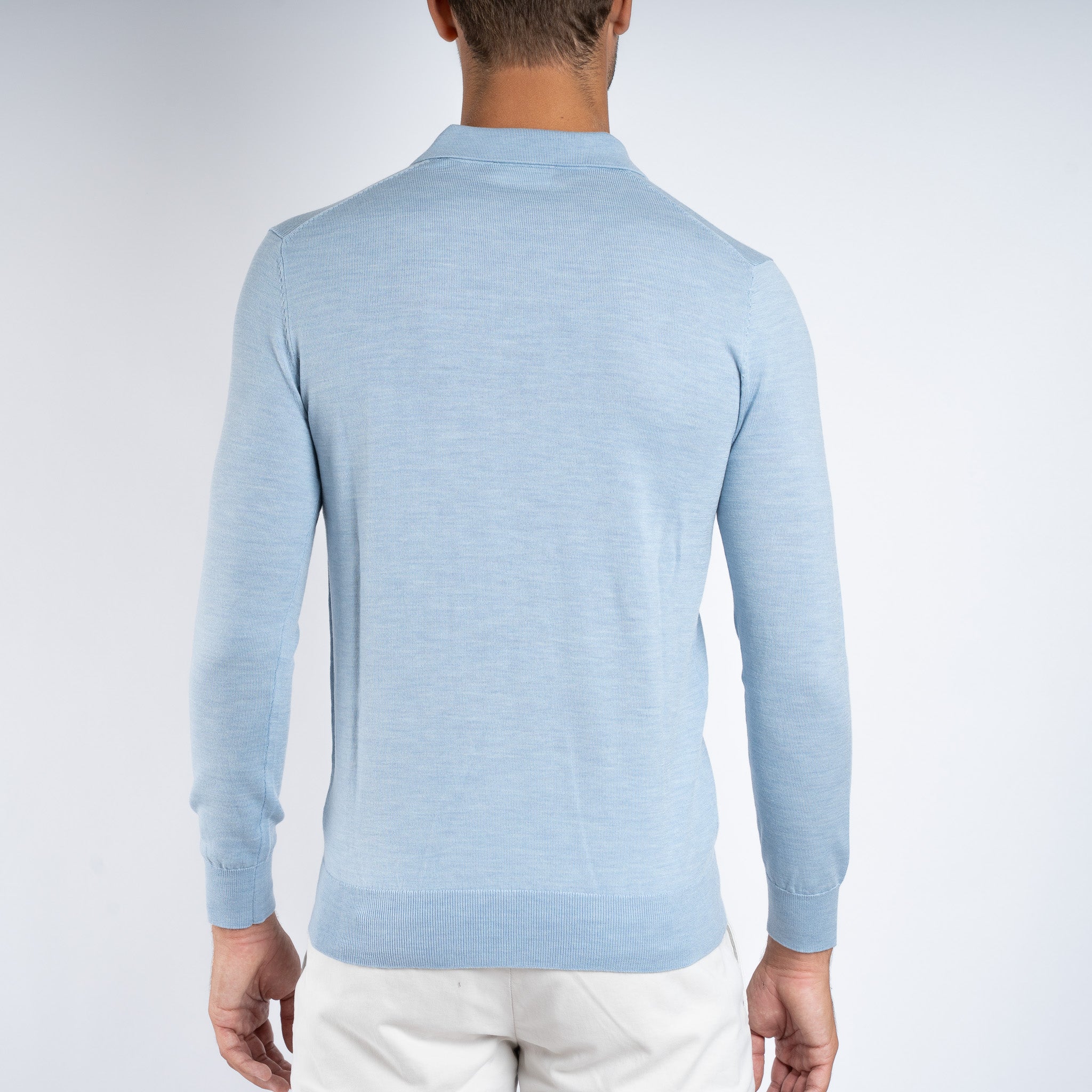 SEVEN DIALS Gebreide Buttonless Polotrui Lichtblauw | Wyot