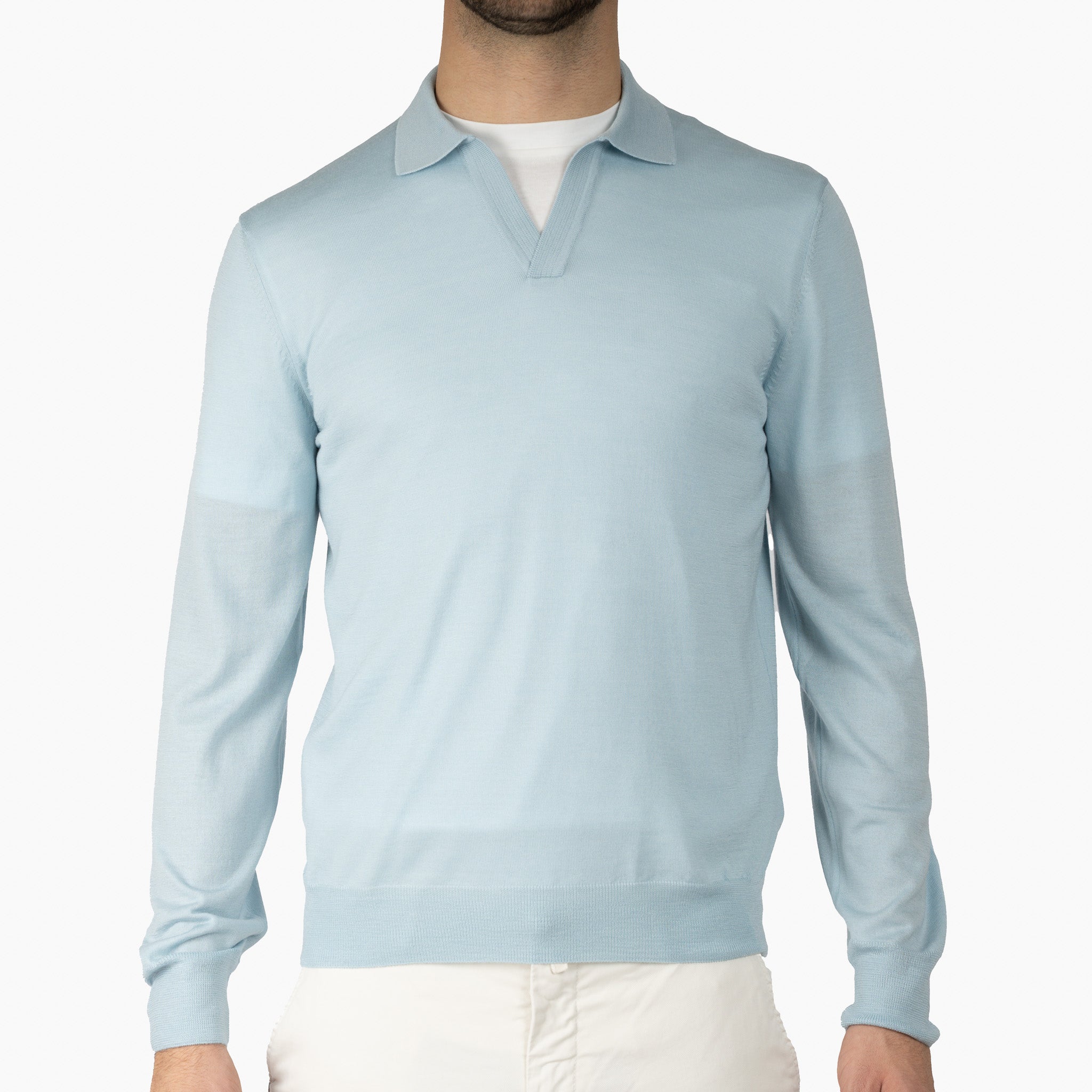 Gran Sasso Gebreide Trui Buttonless Polokraag Lichtblauw | Athleisure