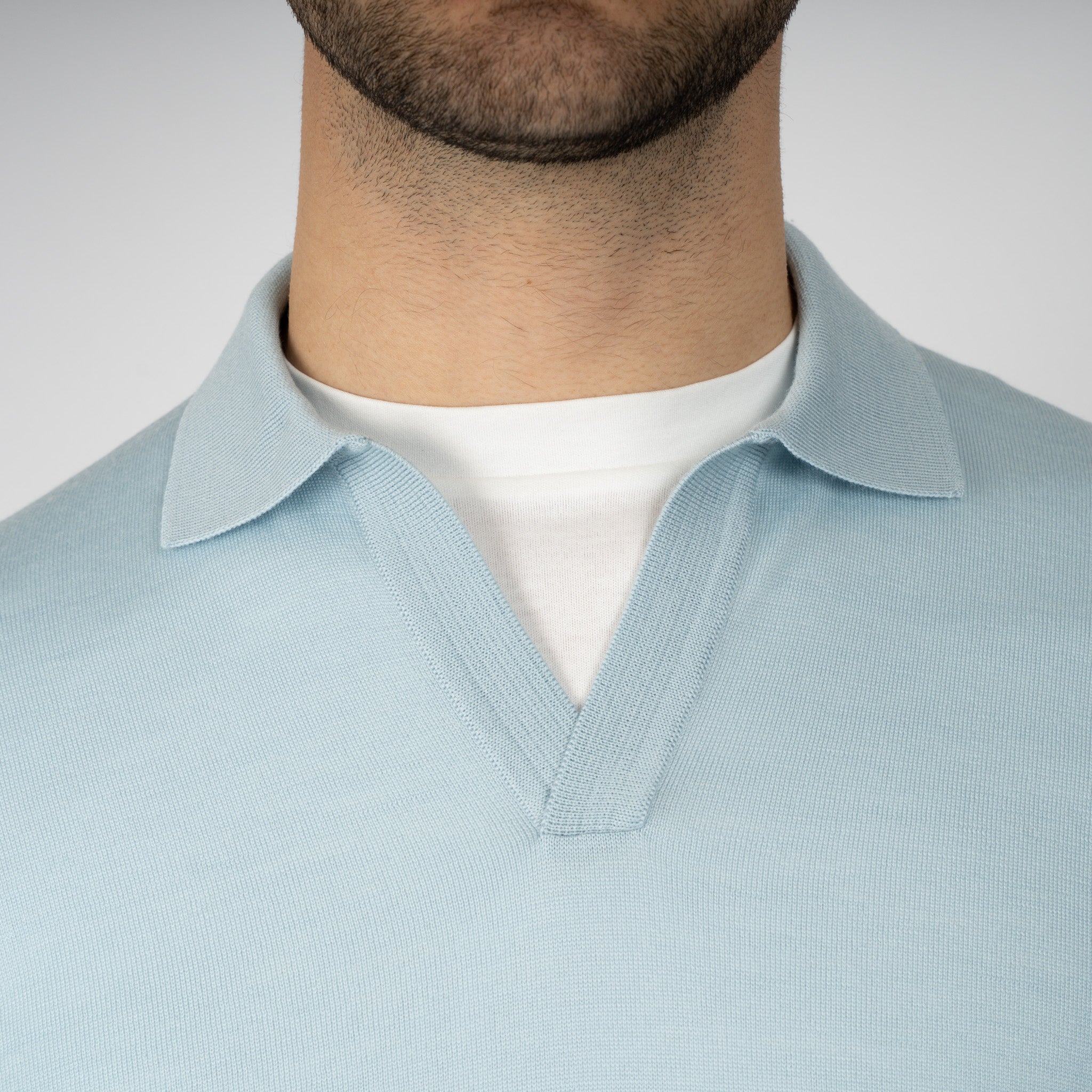 Gran Sasso Gebreide Trui Buttonless Polokraag Lichtblauw | Athleisure