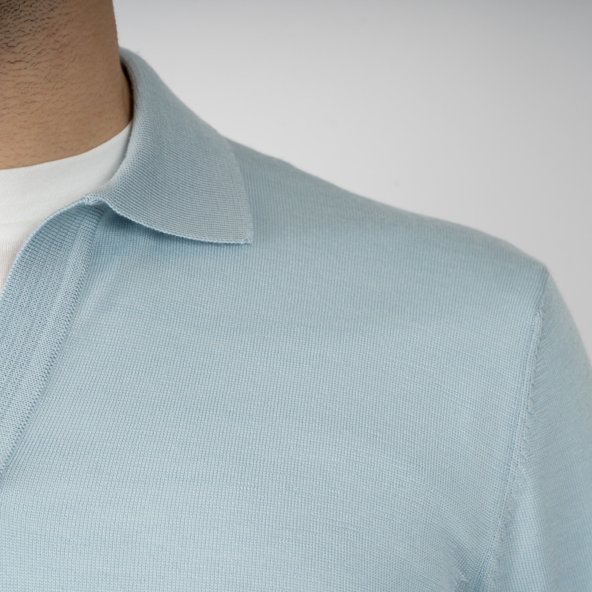 Gran Sasso Gebreide Trui Buttonless Polokraag Lichtblauw | Athleisure