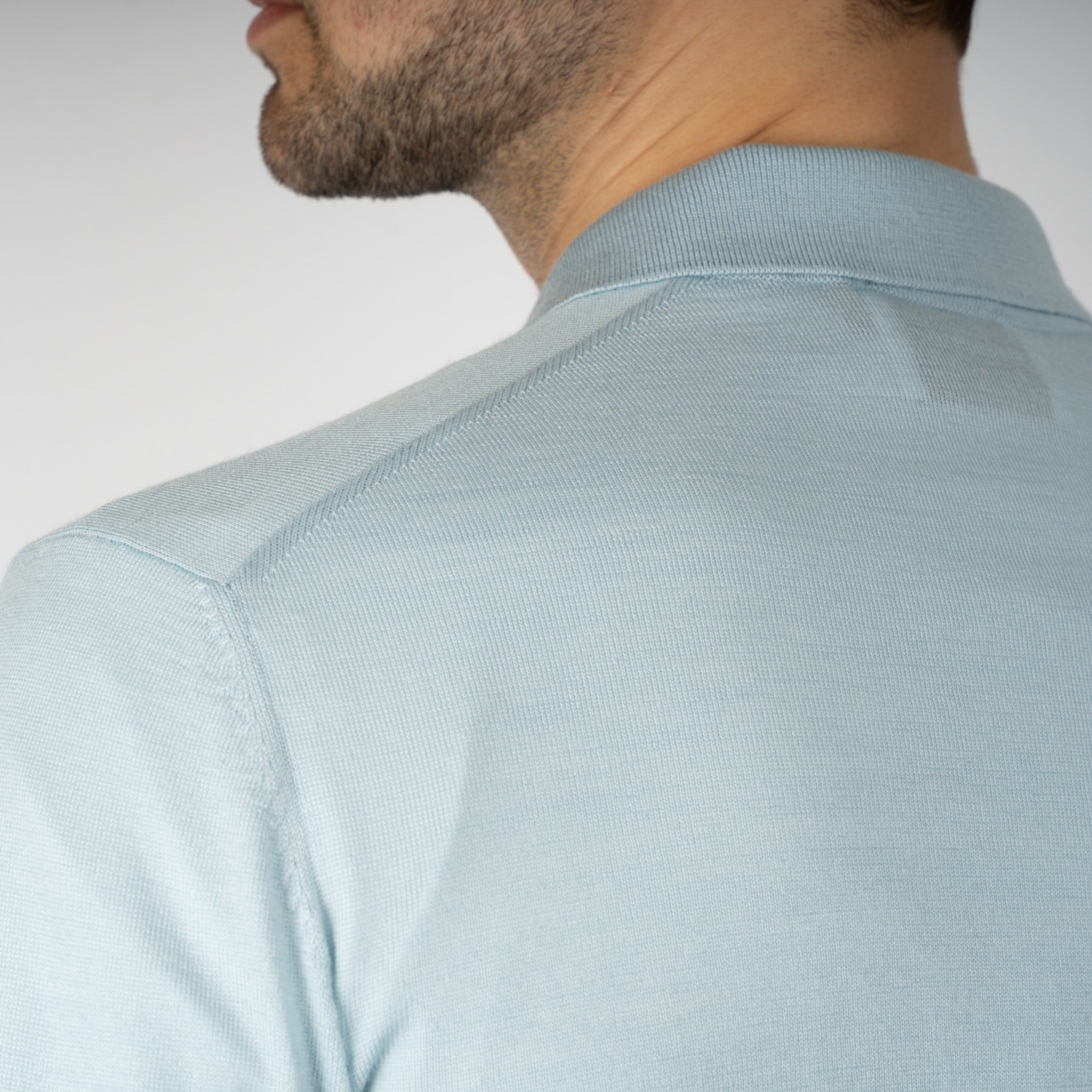 Gran Sasso Gebreide Trui Buttonless Polokraag Lichtblauw | Athleisure