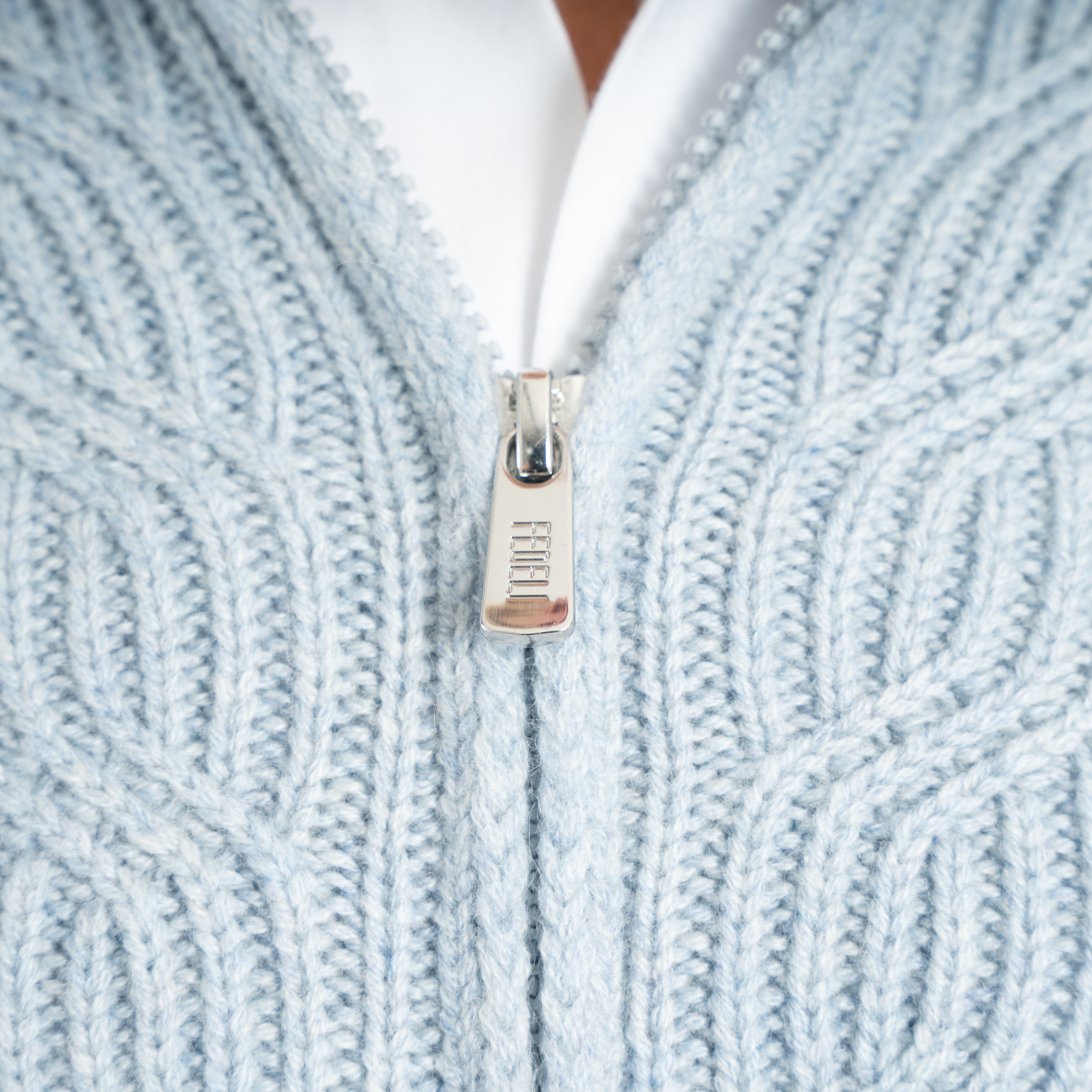 Fedeli Gebreid Vest Lichtblauw | Zago Cashmere Full-Zip