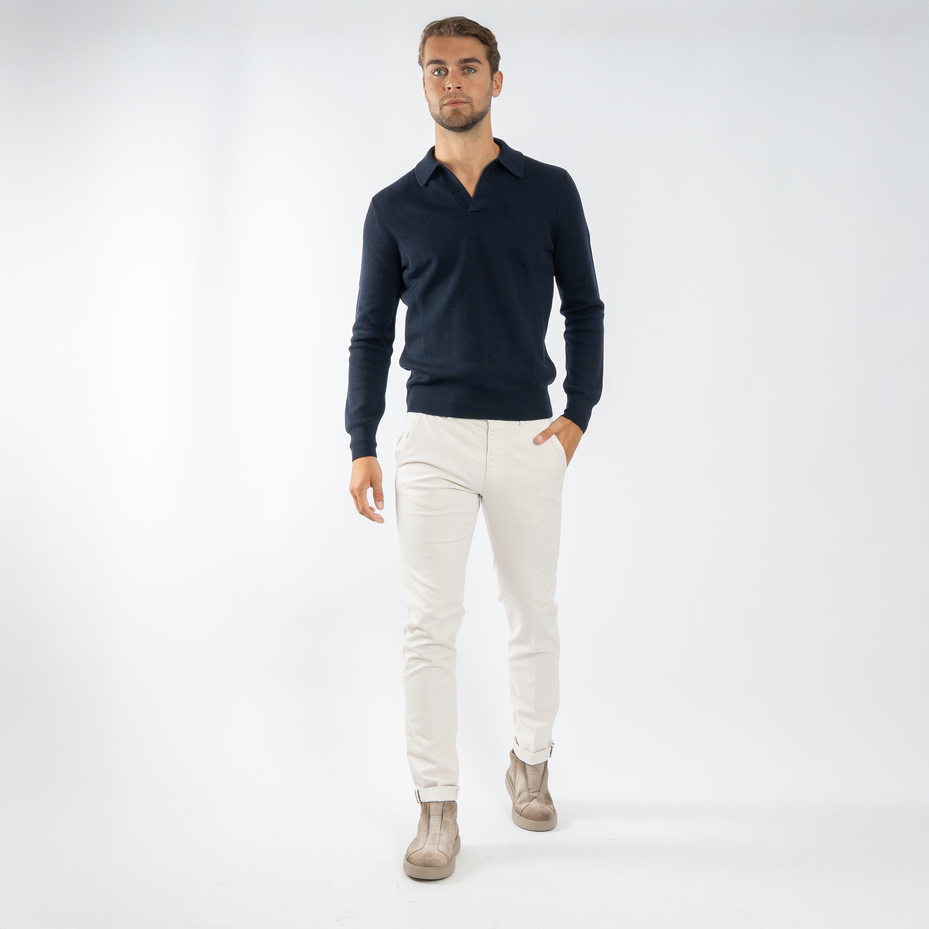 Gran Sasso Gebreide Trui Polokraag Blauw | Extrafine Merino