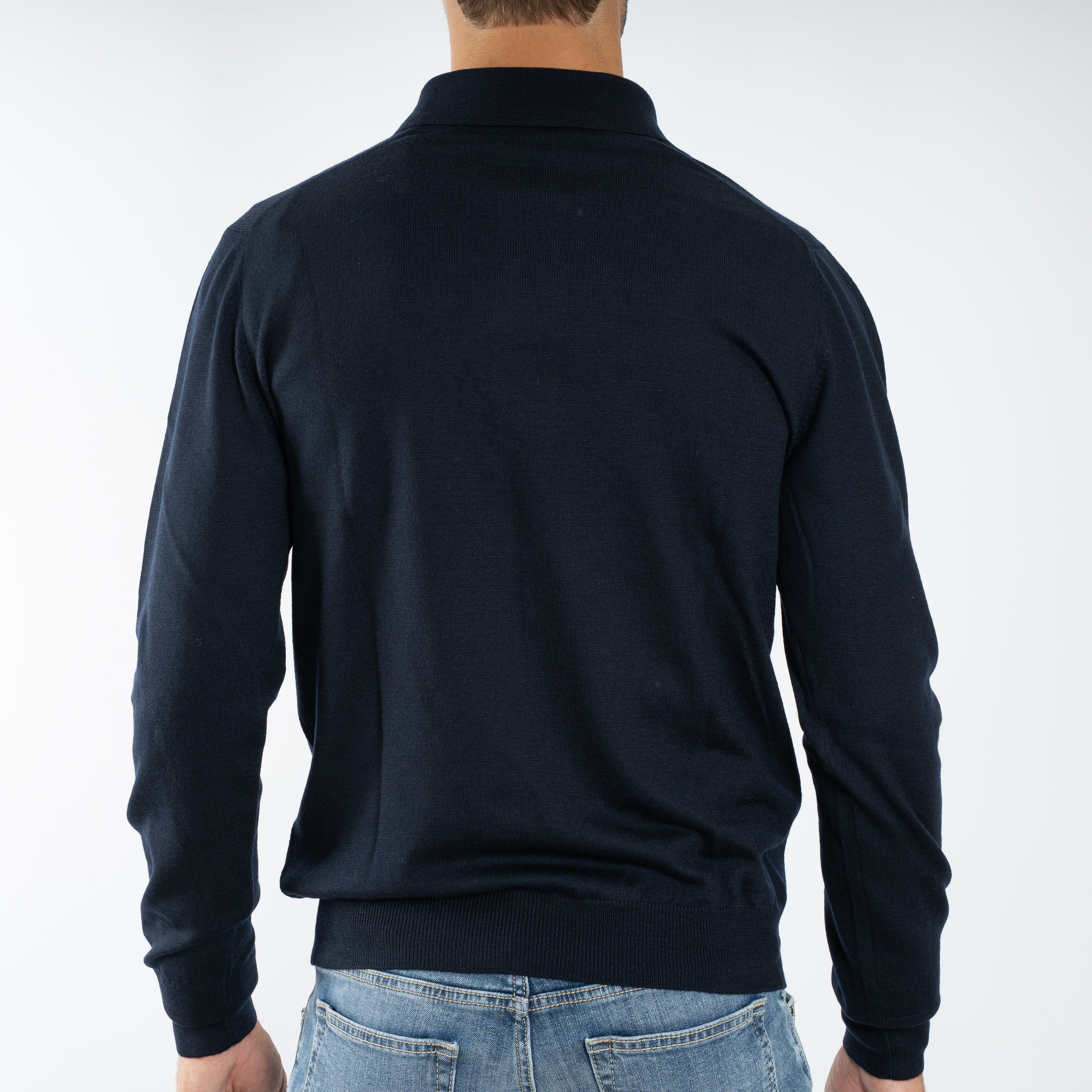 Gran Sasso Gebreide Trui met Rits Donkerblauw | Extrafine Merino
