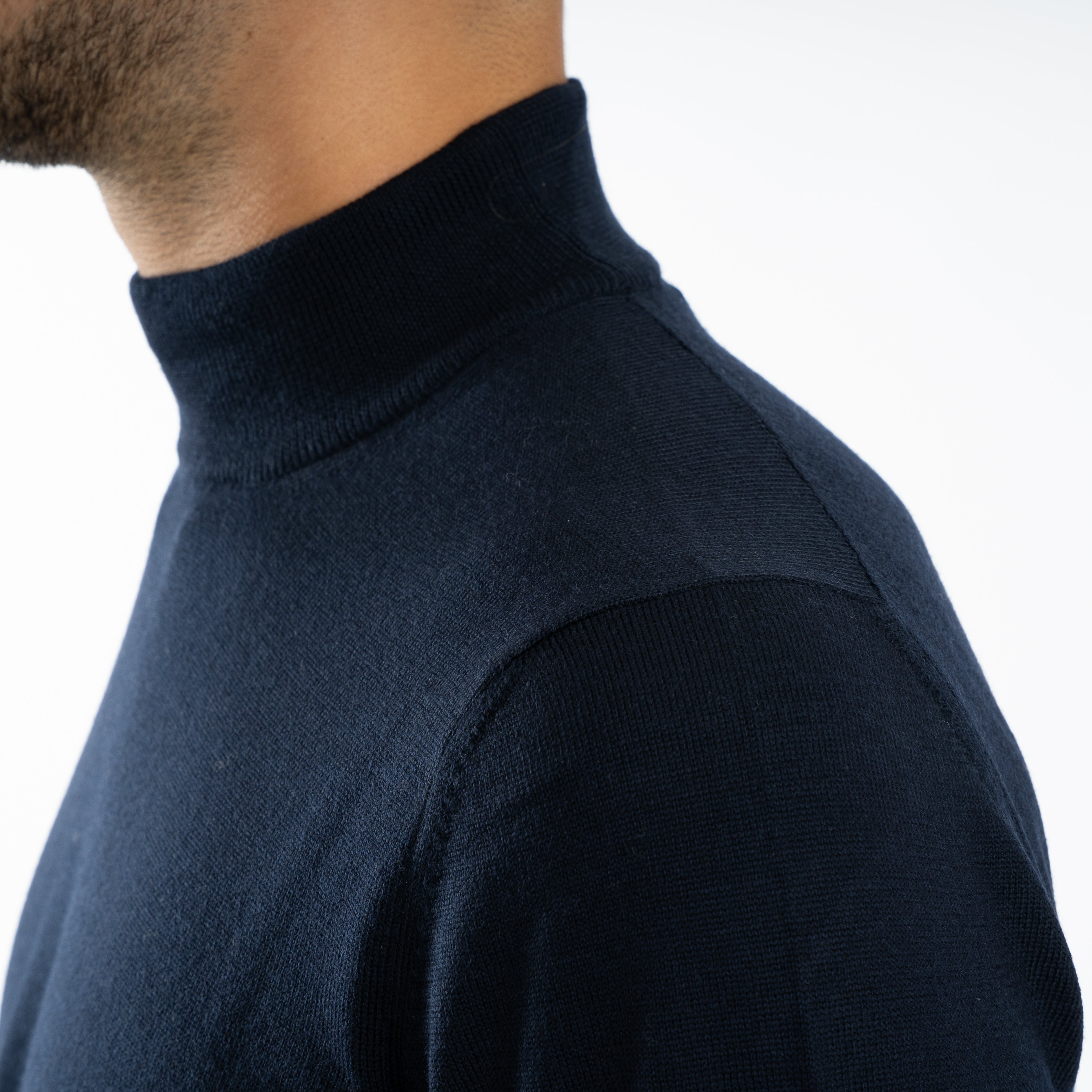 Gran Sasso Gebreide Turtleneck Trui Donkerblauw | Merino