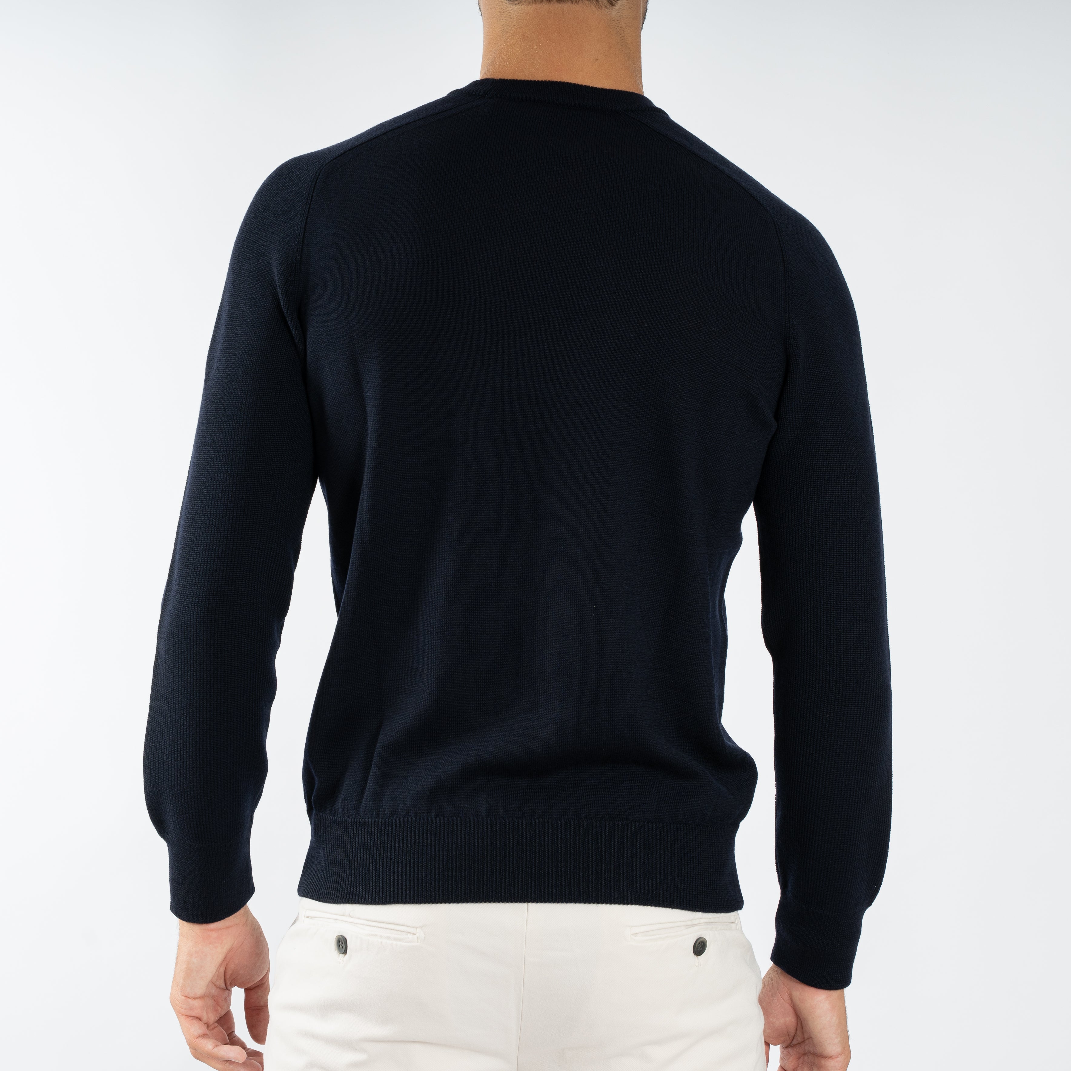 Gran Sasso Gebreide Trui Ronde Hals Blauw | Rain Wool