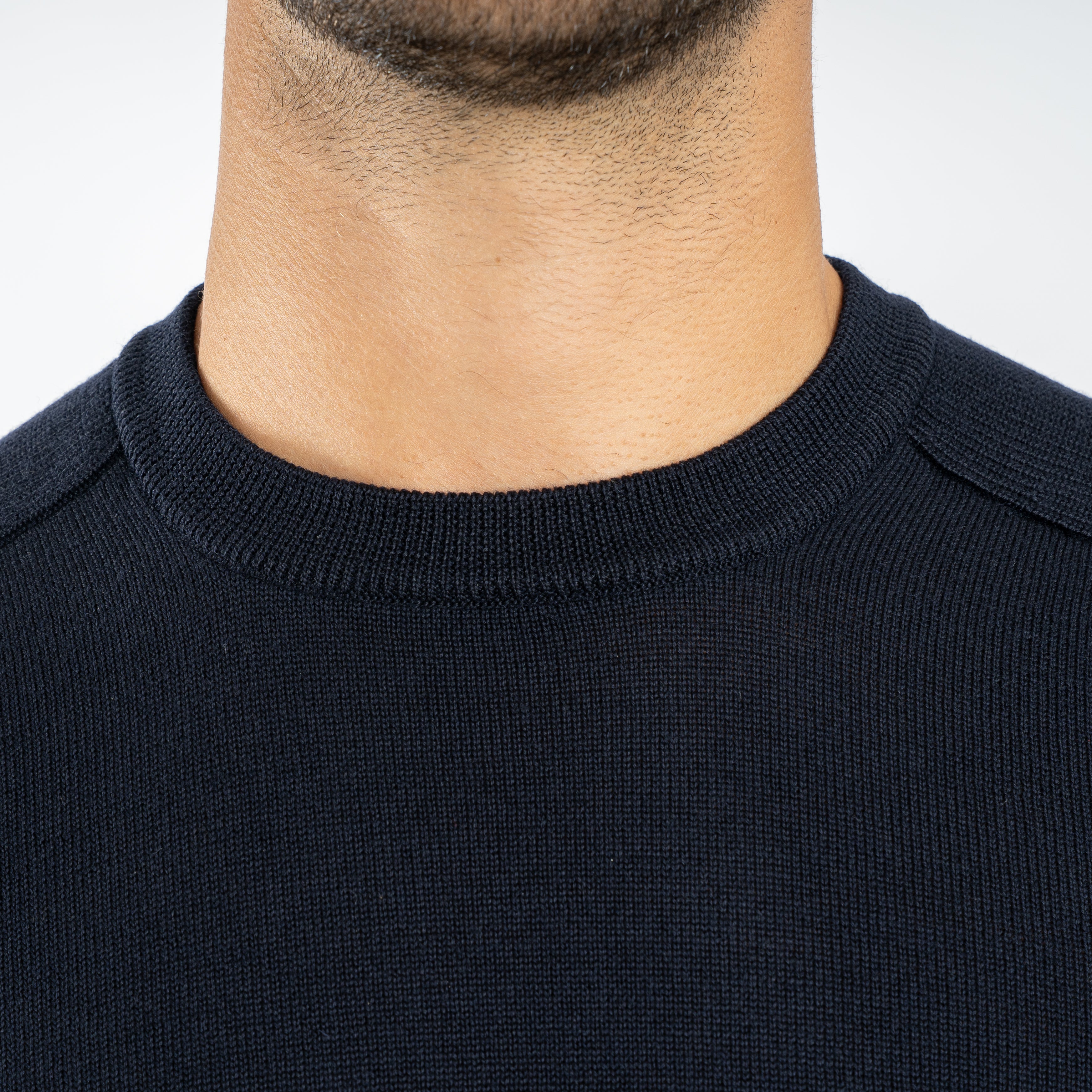 Gran Sasso Gebreide Trui Ronde Hals Blauw | Rain Wool